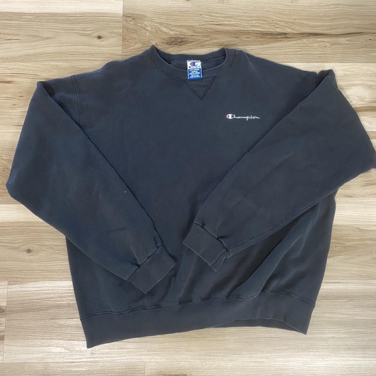 Champion Men's Black Sweatshirt | Depop