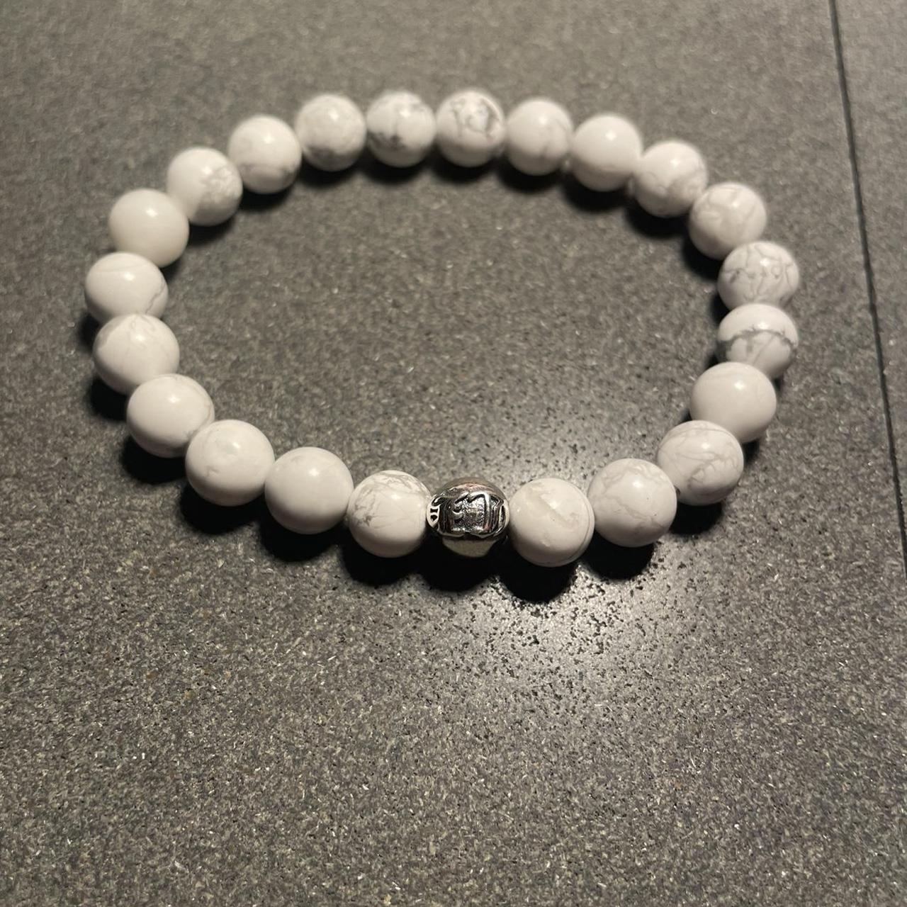 Chrome Hearts White Onyx Agate Bead Bracelet Size -... - Depop