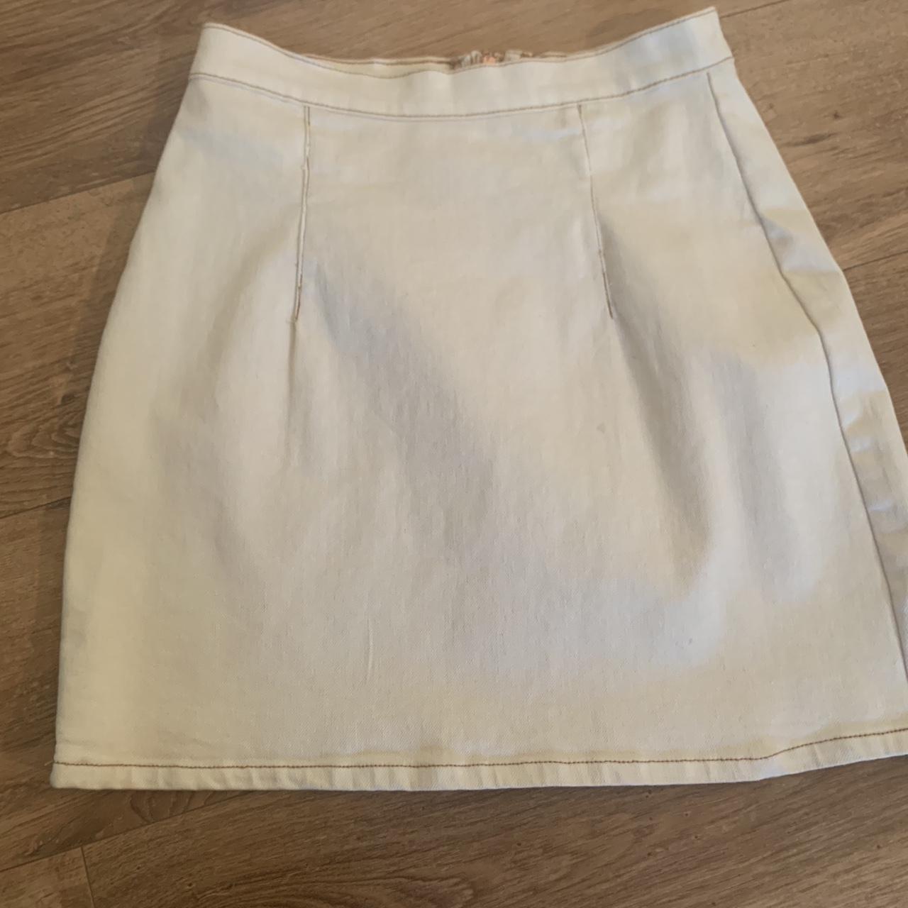 Super cute cream denim skirt. Only wore once. Age 15... - Depop