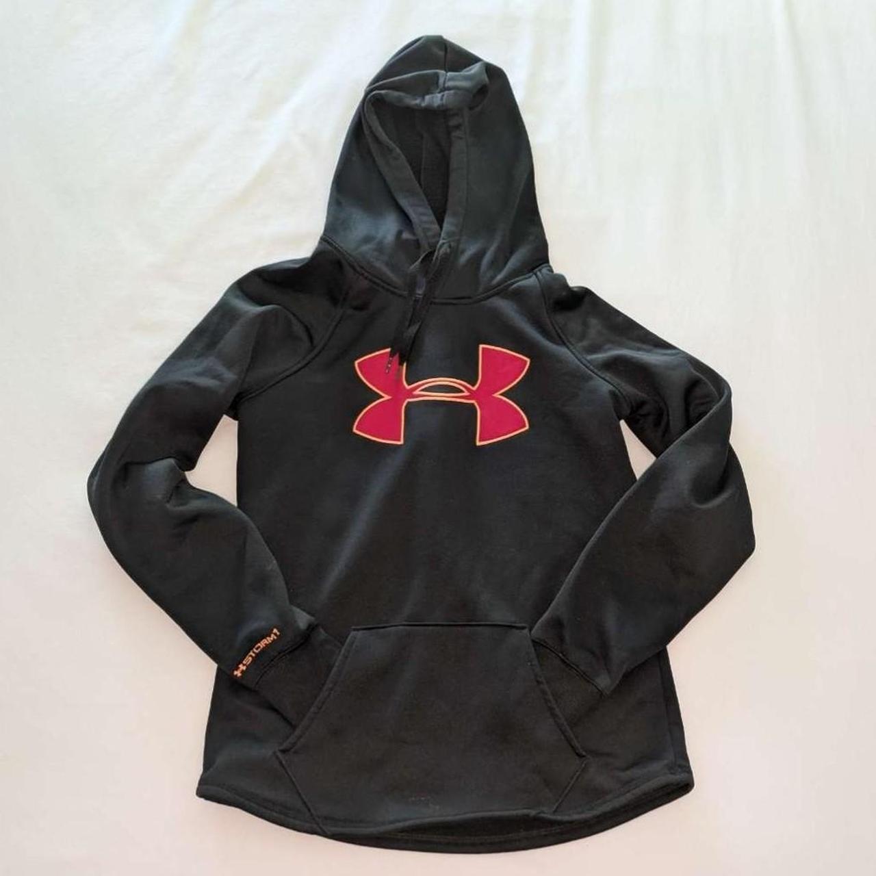 black and hot pink under armour hoodie athletic. Depop