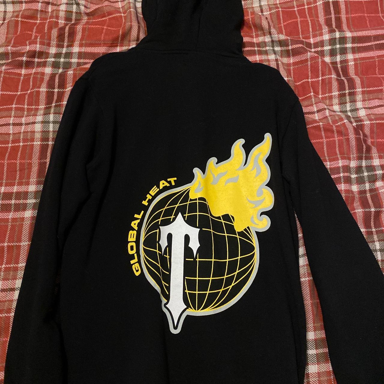 Trapstar Men's Black and Yellow Hoodie Depop