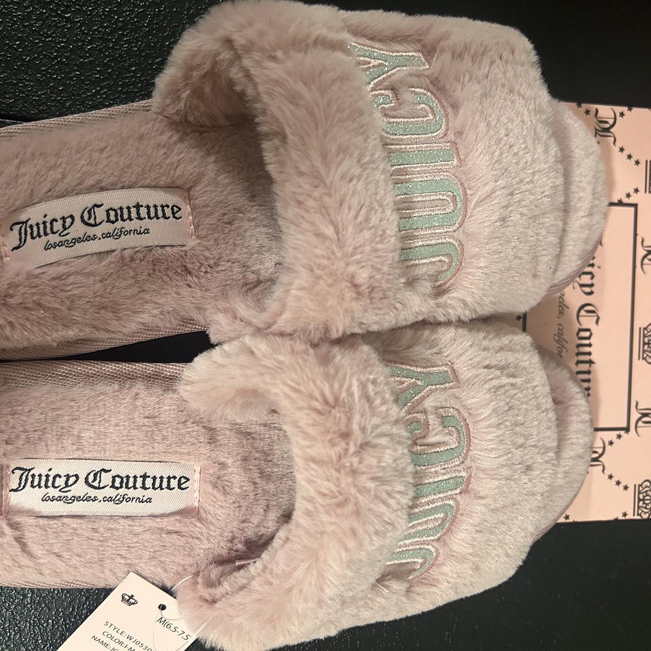 Juicy Couture pink fuzzy slides #slippers,