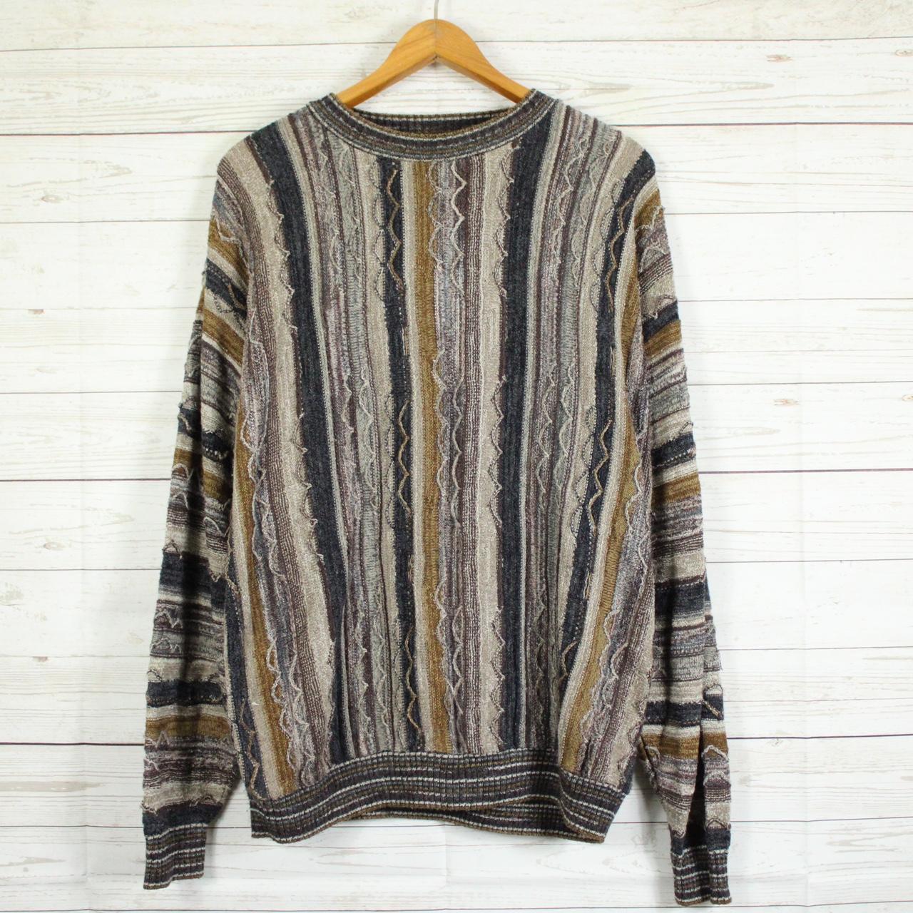 Vintage 90s Coogi like sweater Size Large 23.5”... - Depop