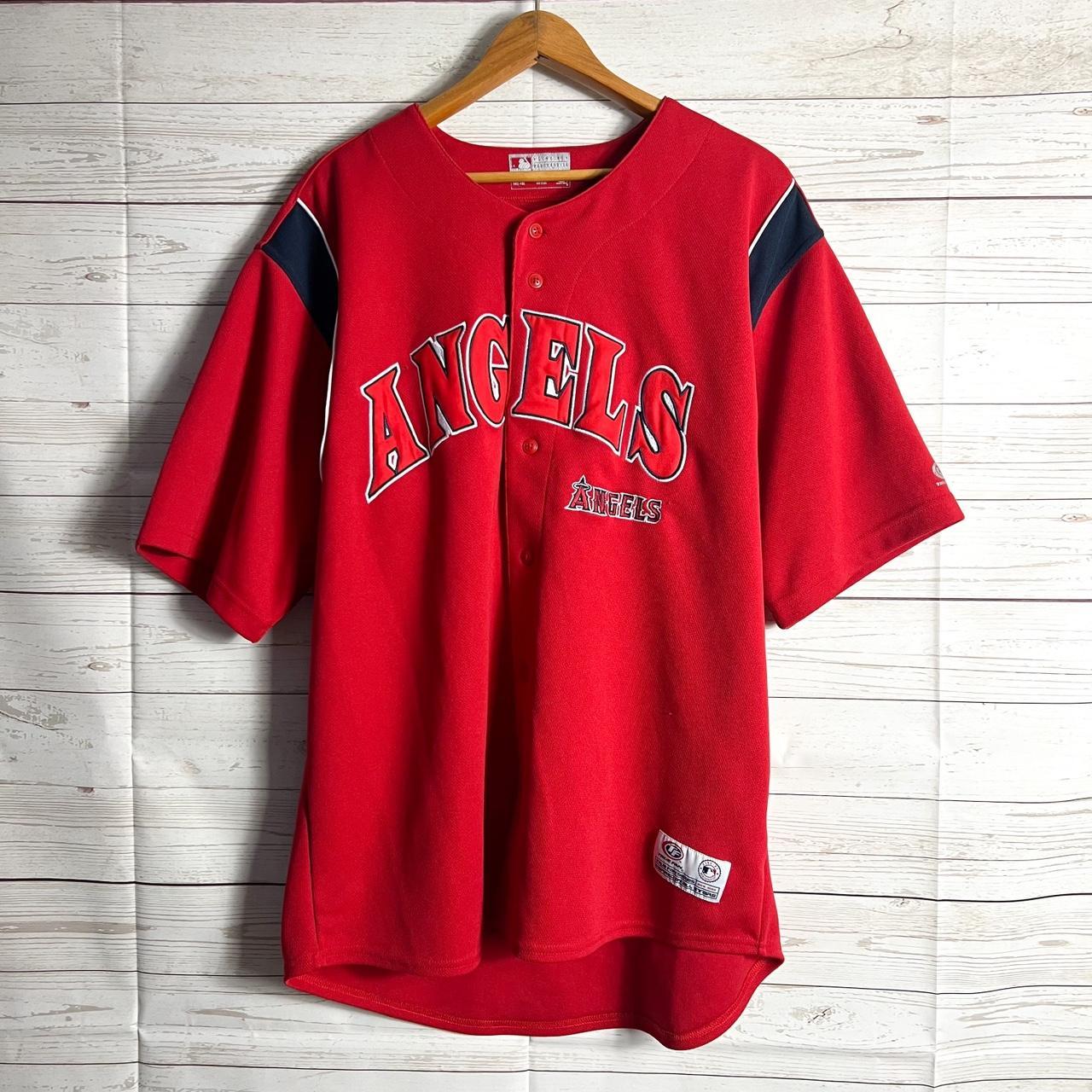 Vintage Y2K Essential Red Embroidered Los Angeles... - Depop