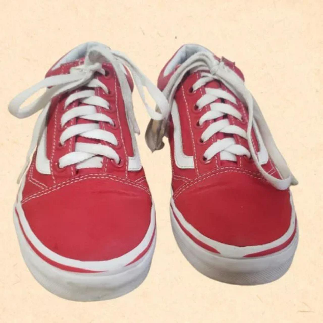 Red Canva VANS Size 5.5 US Men, 7 US Women’s -... - Depop