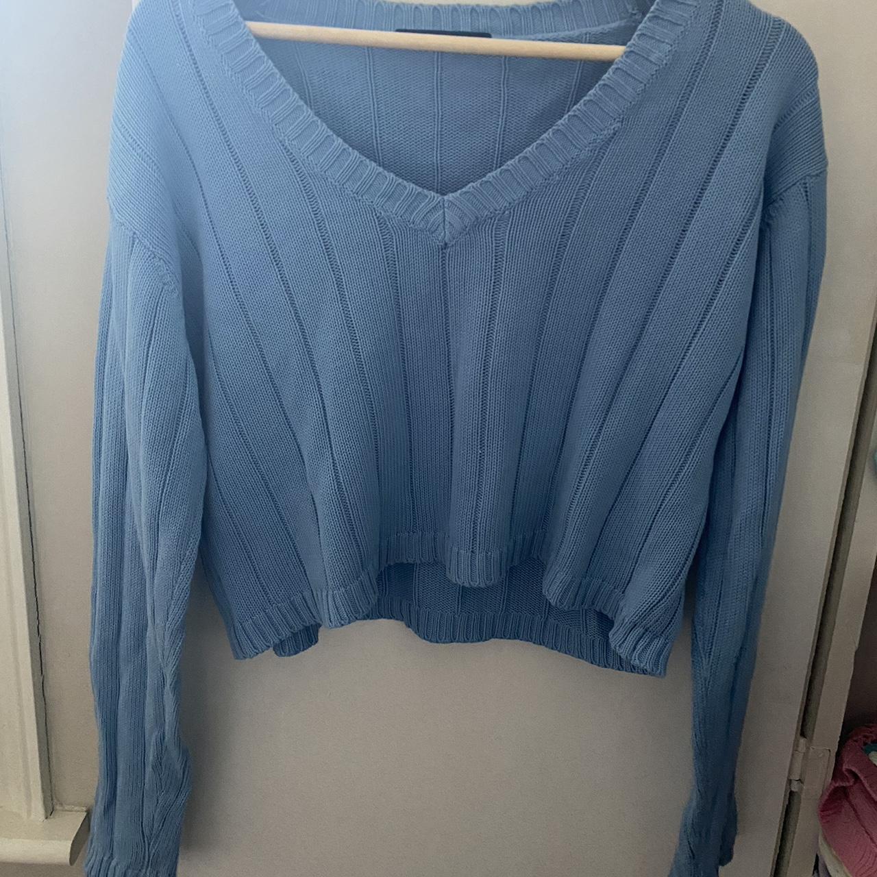 Brandy Melville blue v neck jumper Has an oversized. Depop