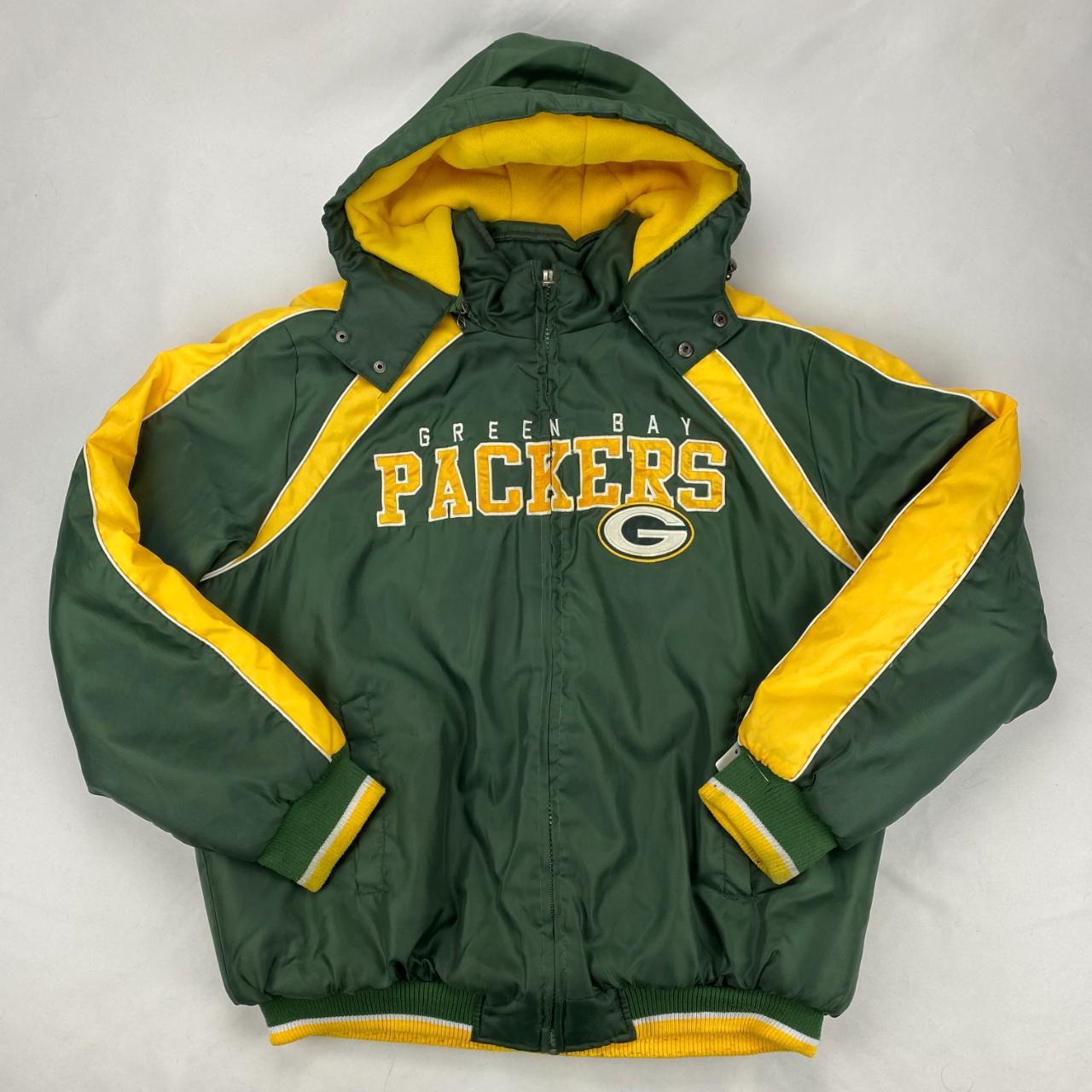 Vintage 00s Green NFL Green Bay Packers Hooded Windbreaker Jacket