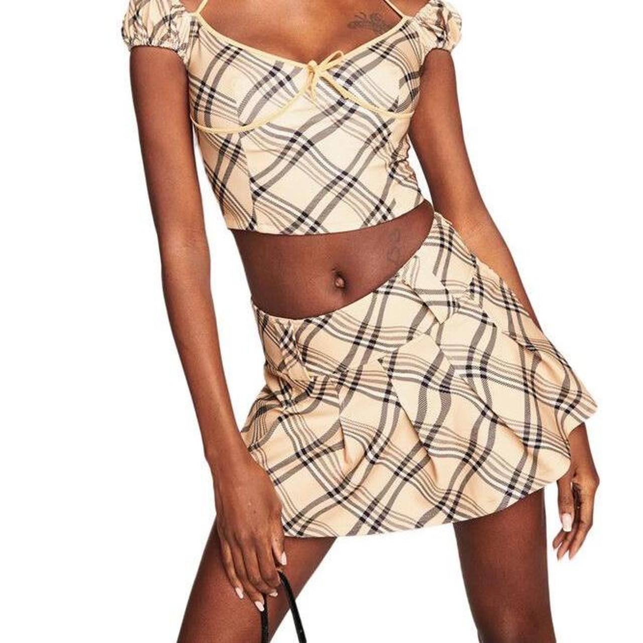 Iamgia Carmel skirt tan check brand new Depop