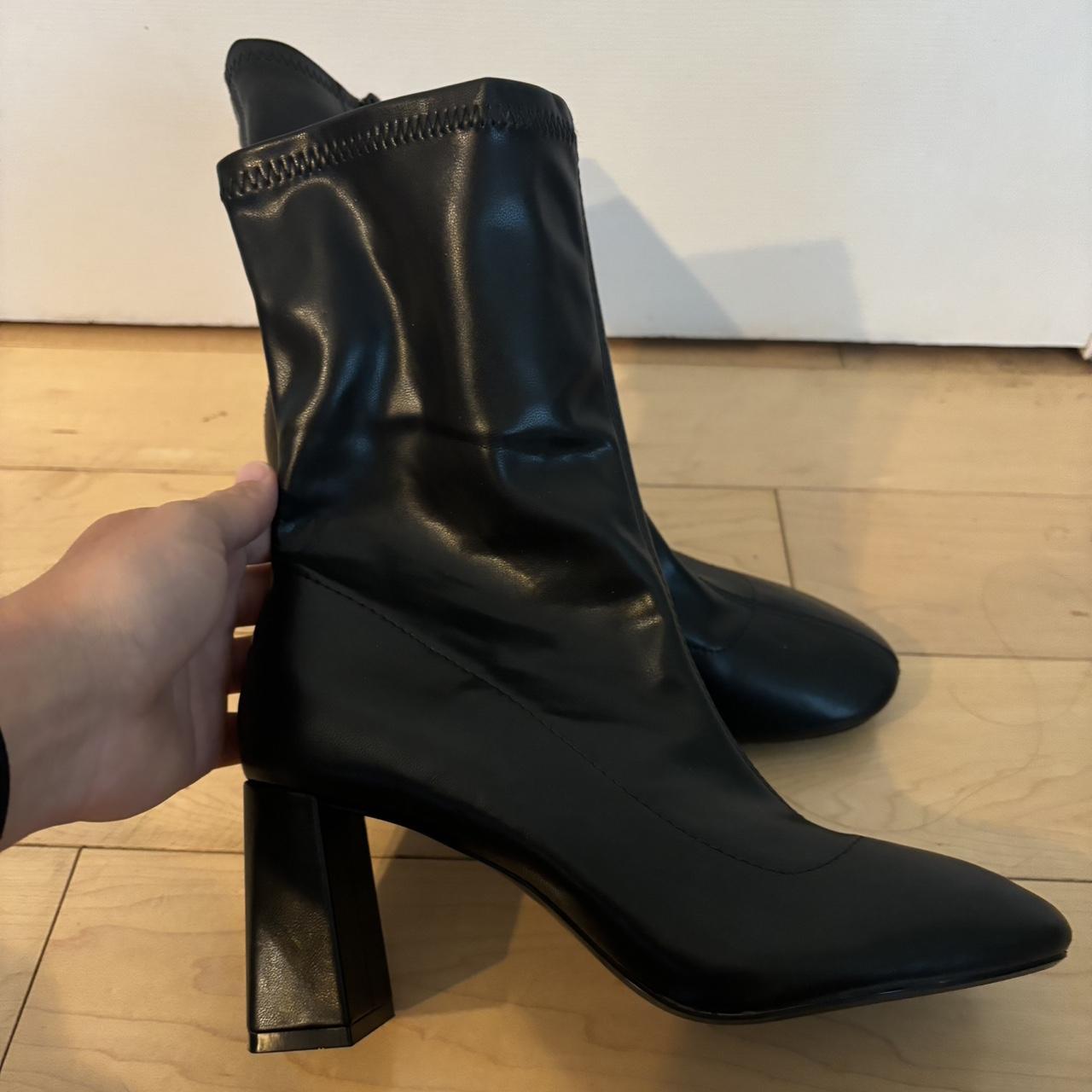 Zara shin high boots -brand new never worn with | Depop