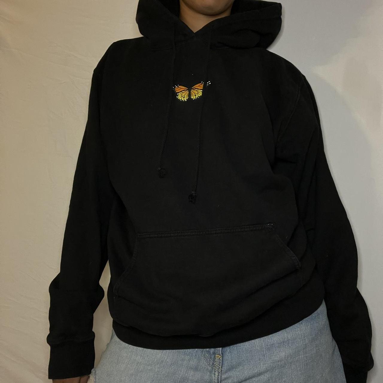 Butterfly hoodie black and orange butterfly Depop