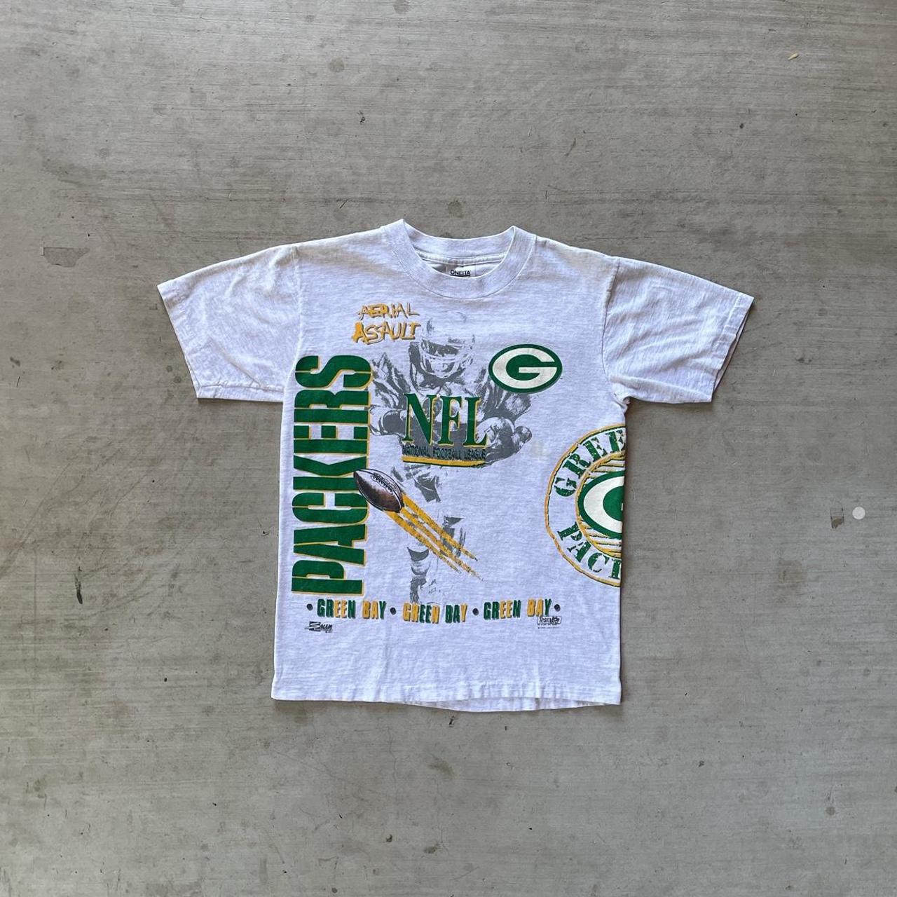 Vintage 90s Logo 7 Packers Button up shirt Size: - Depop