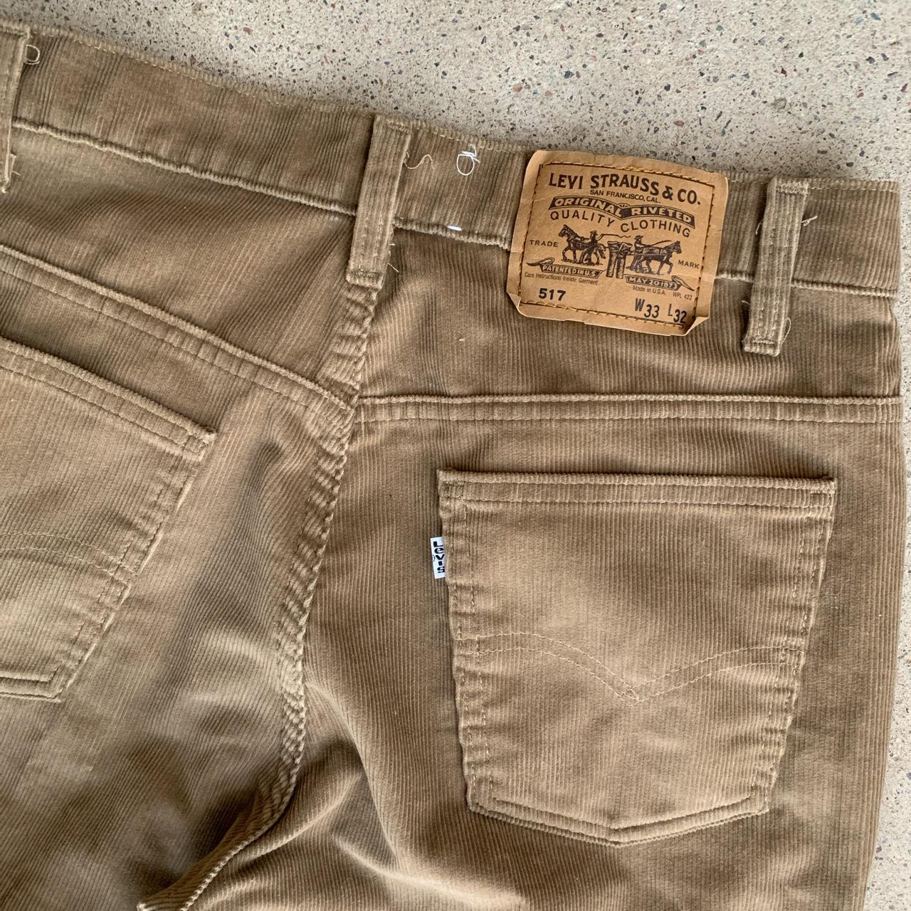 Vintage Levi’s 517 1523 Corduroy Khaki Made In USA... - Depop