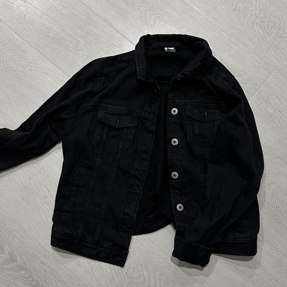 Kmart anko denim jacket black size 16 worn as an. Depop