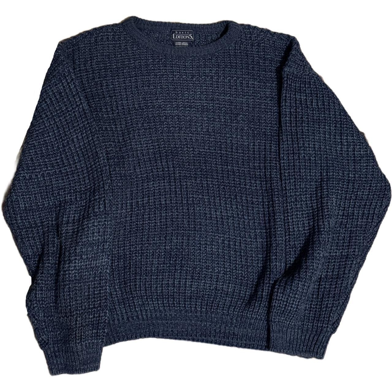 Baggy Blue Knit Sweater ! Size XL cozy blue knit... - Depop