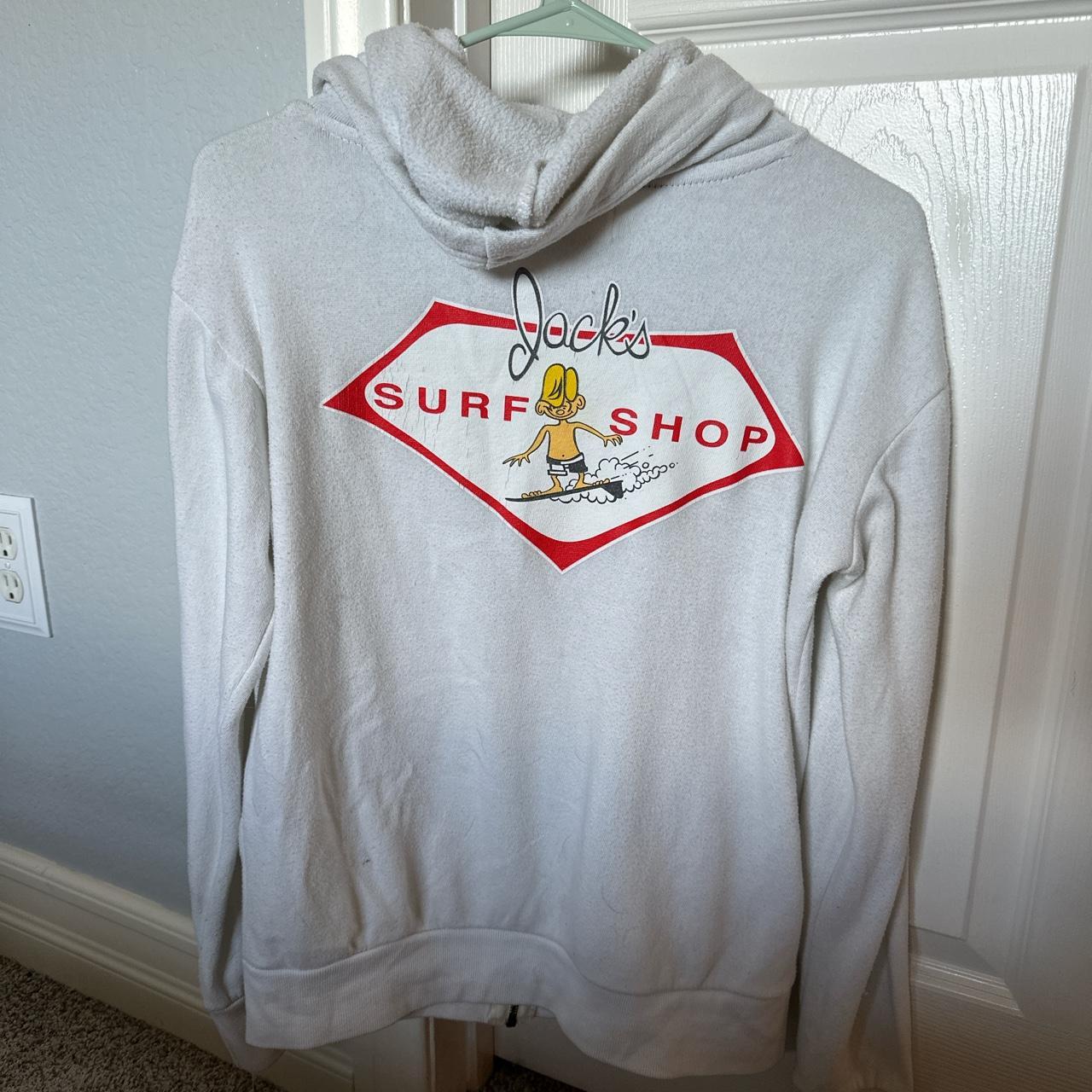 Jack’s Surf Shop white hoodie, light stain in front Depop