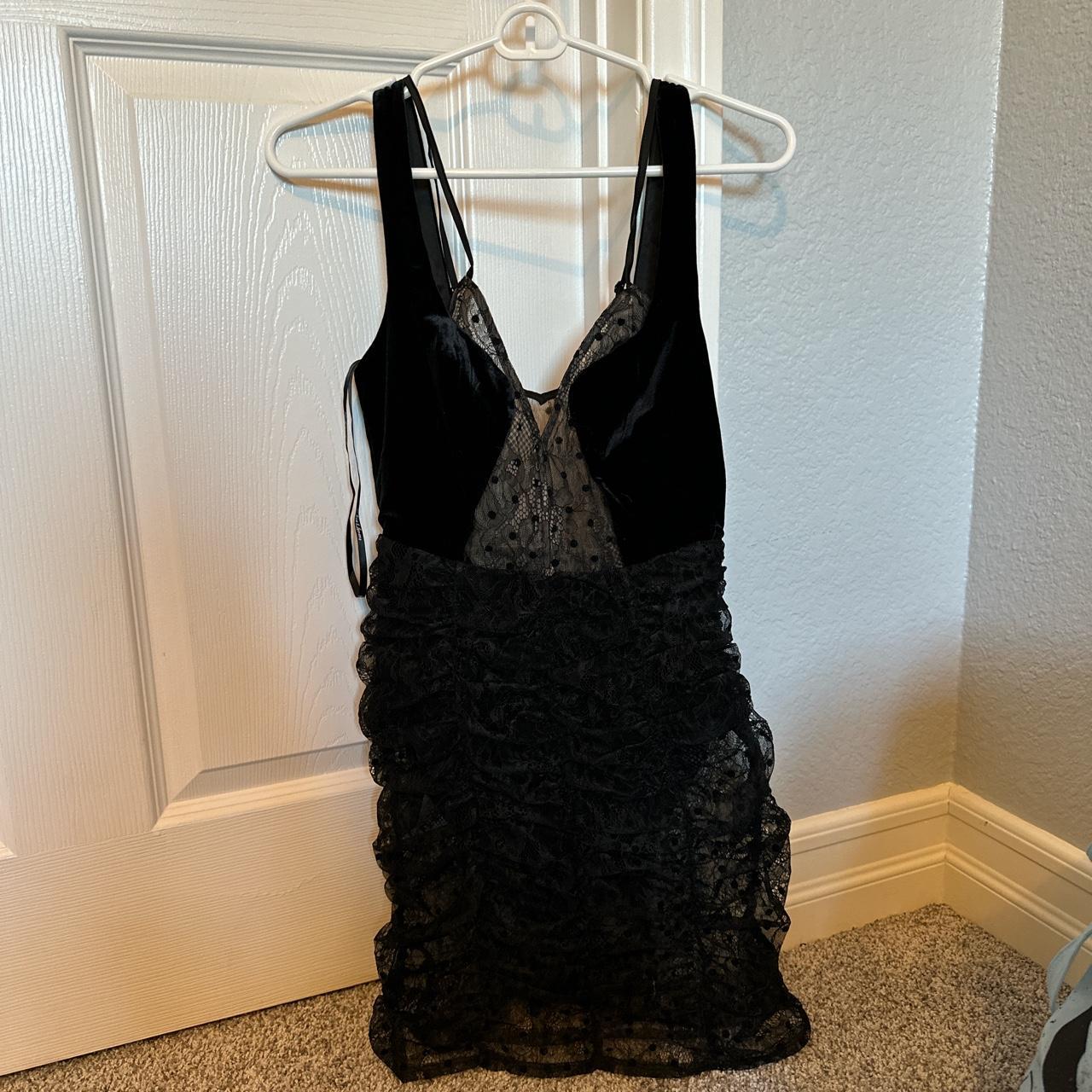 For Love and Lemons black mini dress with lace skirt... - Depop