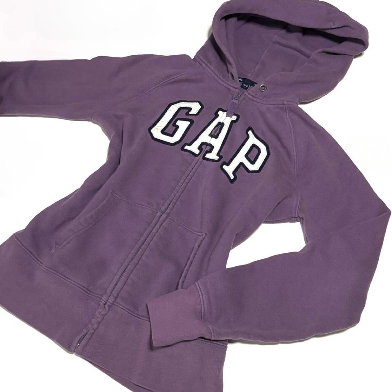 Purple Gap Hooded Zip Up Sweatshirt With Gap Written Depop 8886