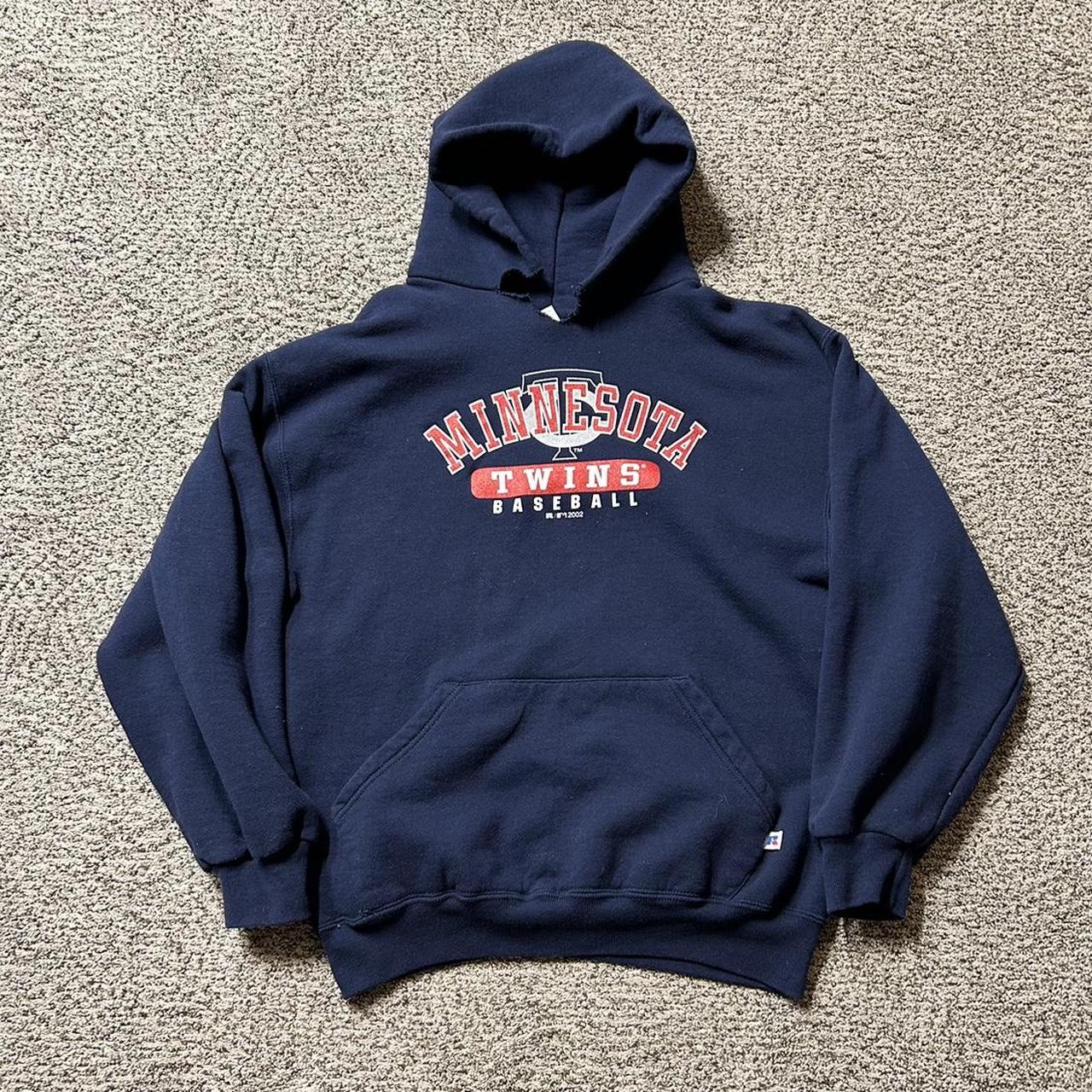 Russell Athletic Men's Navy and Red Hoodie | Depop