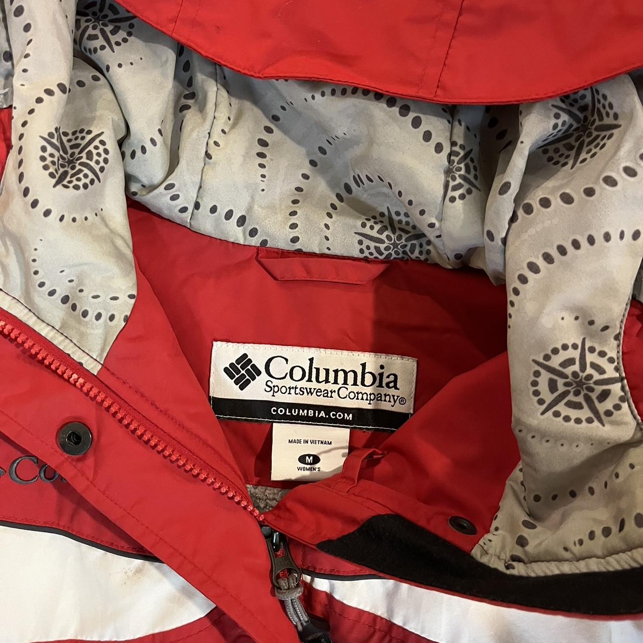 Columbia Sportswear Men's Red and White Jacket | Depop