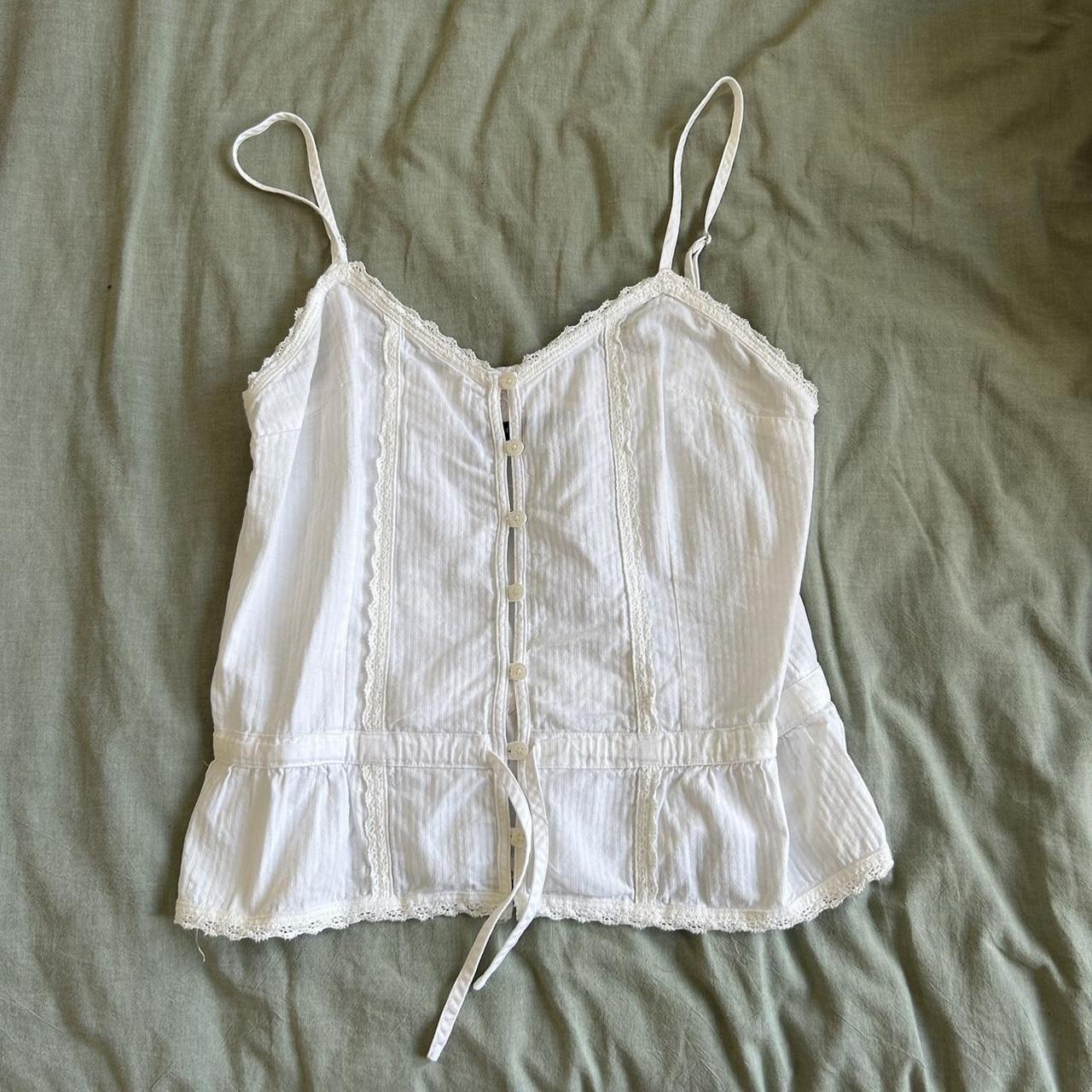 brandy melville white cami top with lace Depop