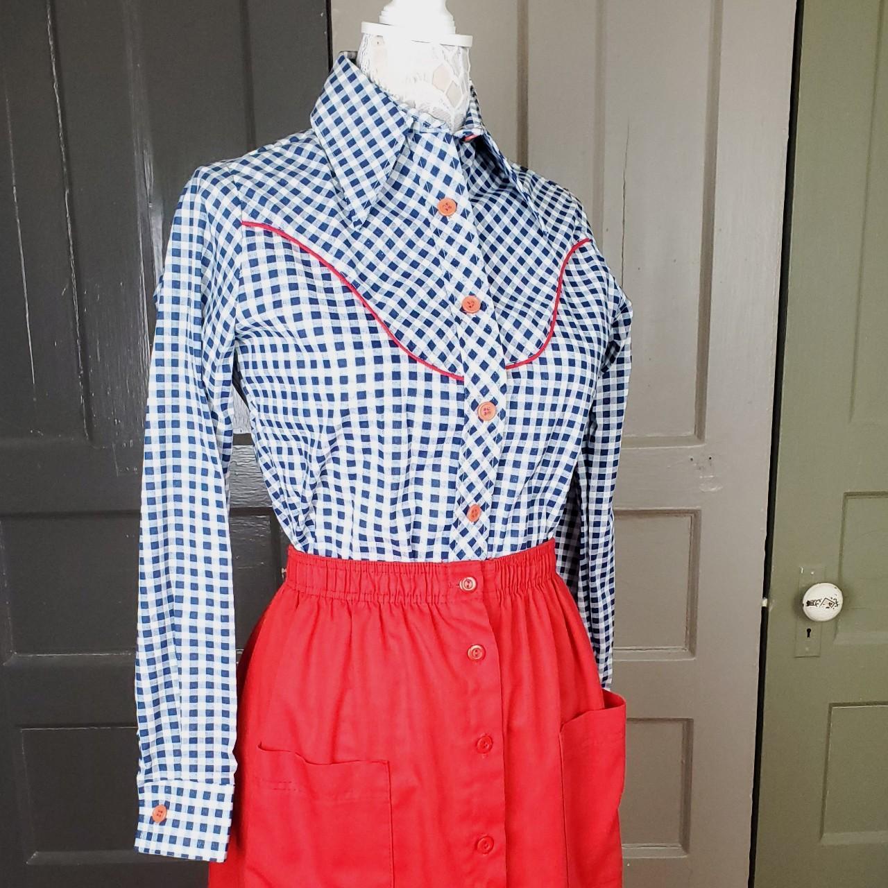 Vintage JC Penney Blue White Gingham Check... Depop