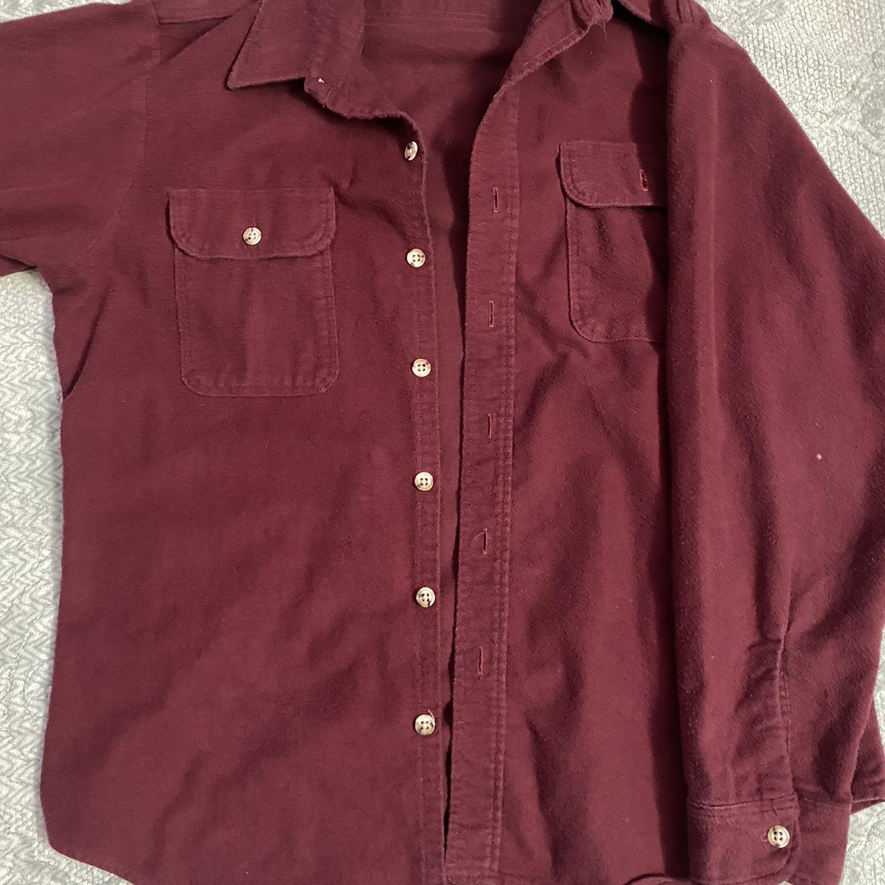 burgundy flannel long sleeve nice soft material... - Depop