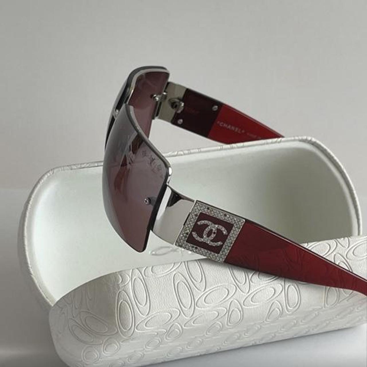 Chanel Women's Pink Sunglasses Depop