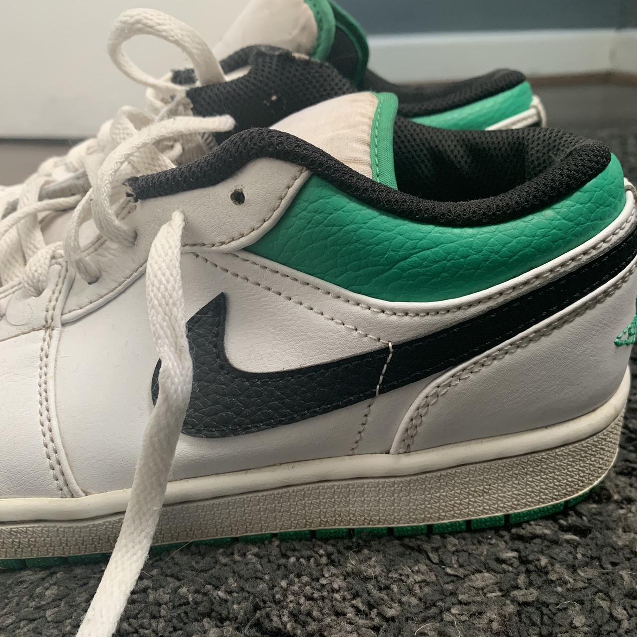 Air Jordan 1 Low “Lucky Green” White Tumbled Leather... - Depop