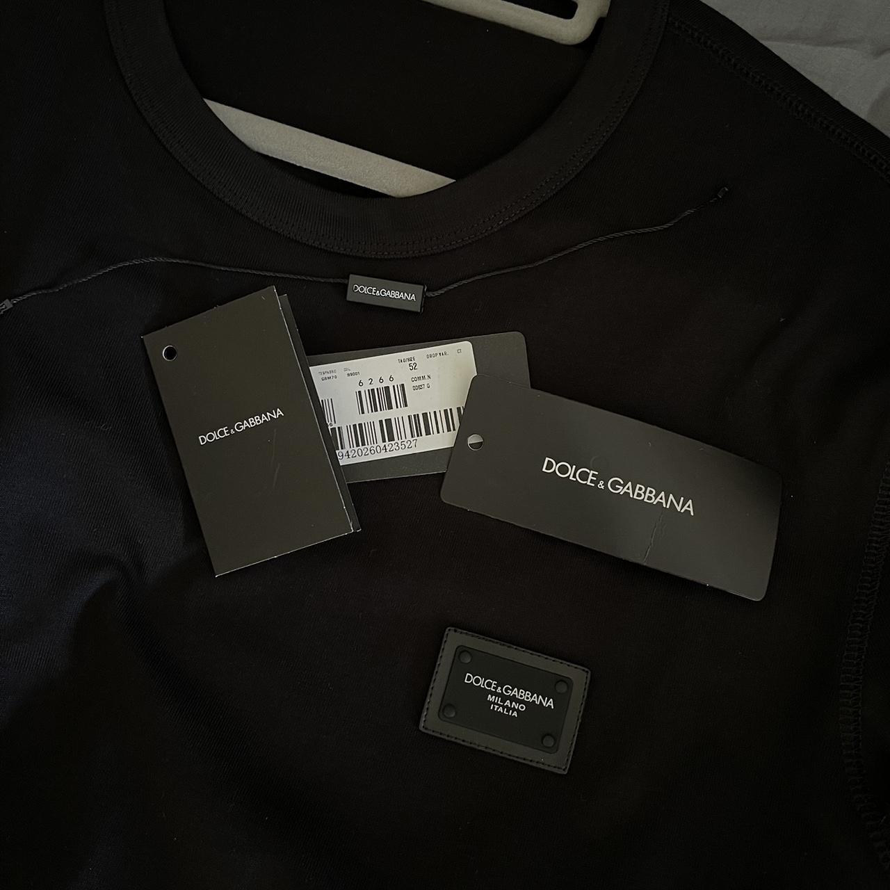 Dolce&Gabbana mens black logo plaque t-shirt Worn... - Depop