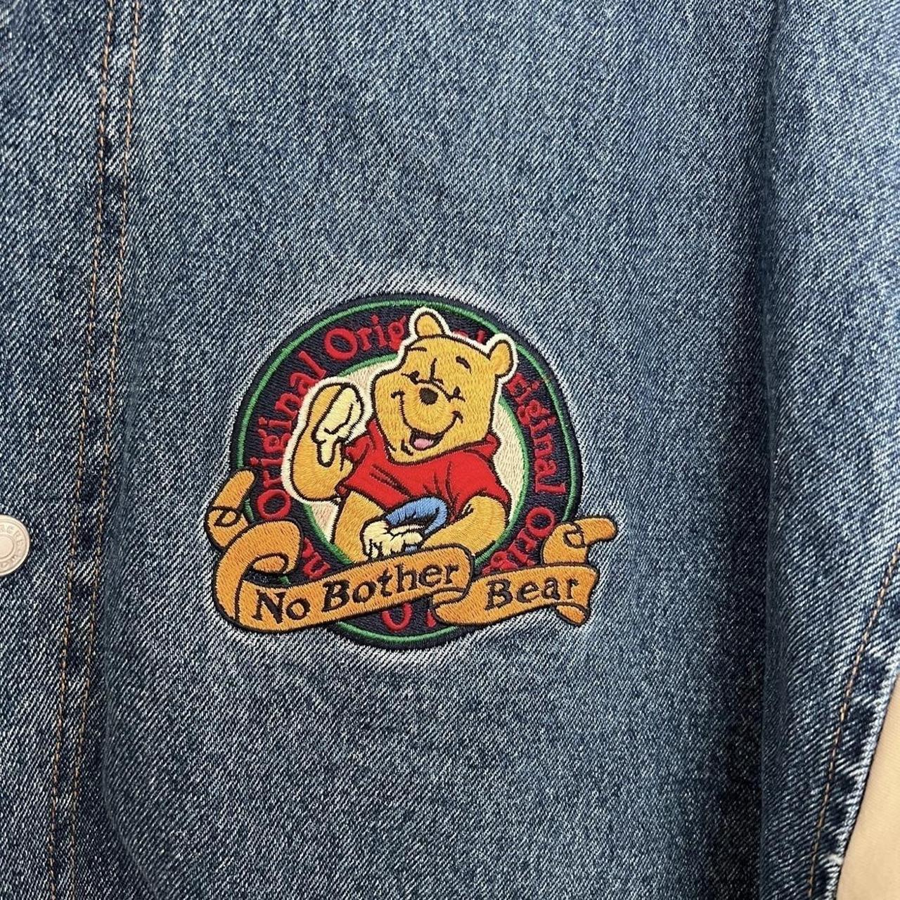 Vintage Disney Winnie the Pooh Varsity denim bomber... - Depop