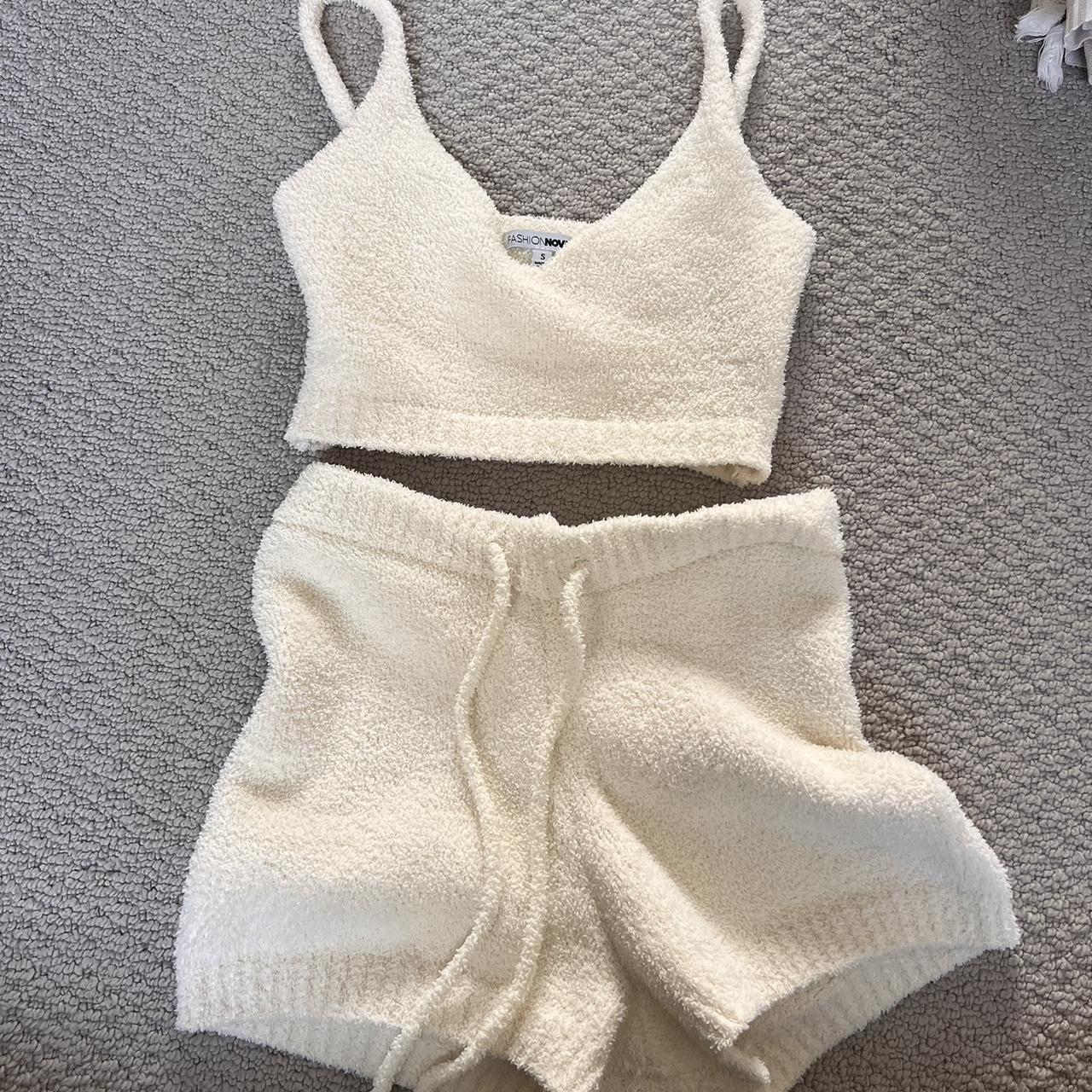 Fashion Nova White Teddy Set Small. #set #teddyset... - Depop