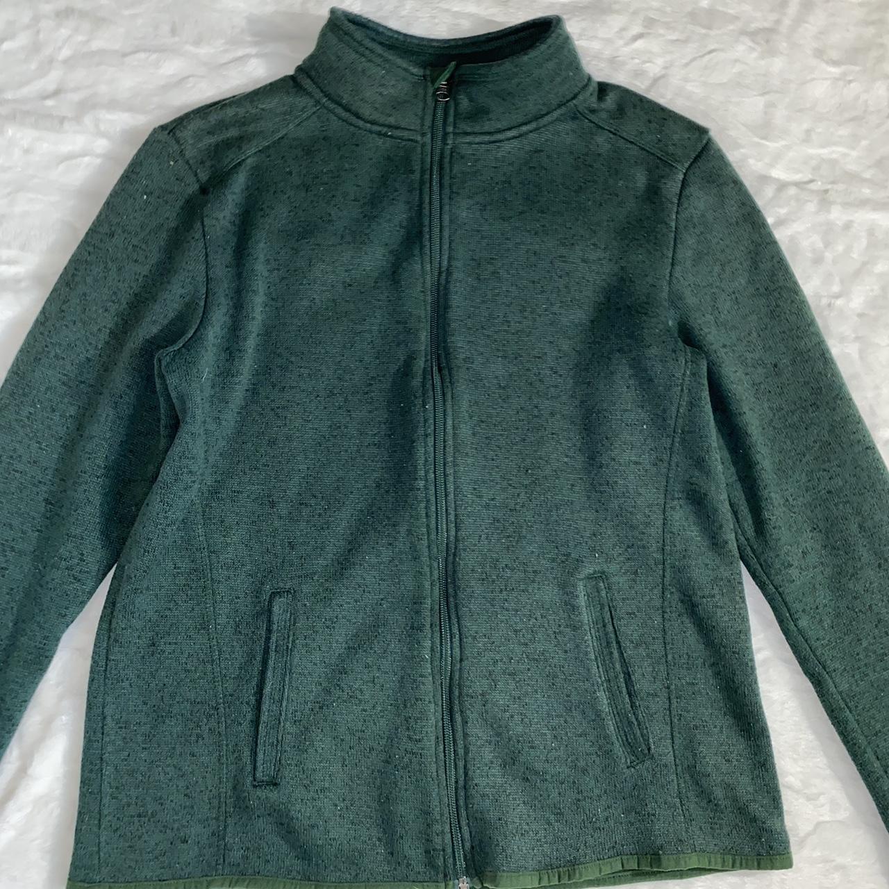 Sea green zip up sweater Size M - Depop