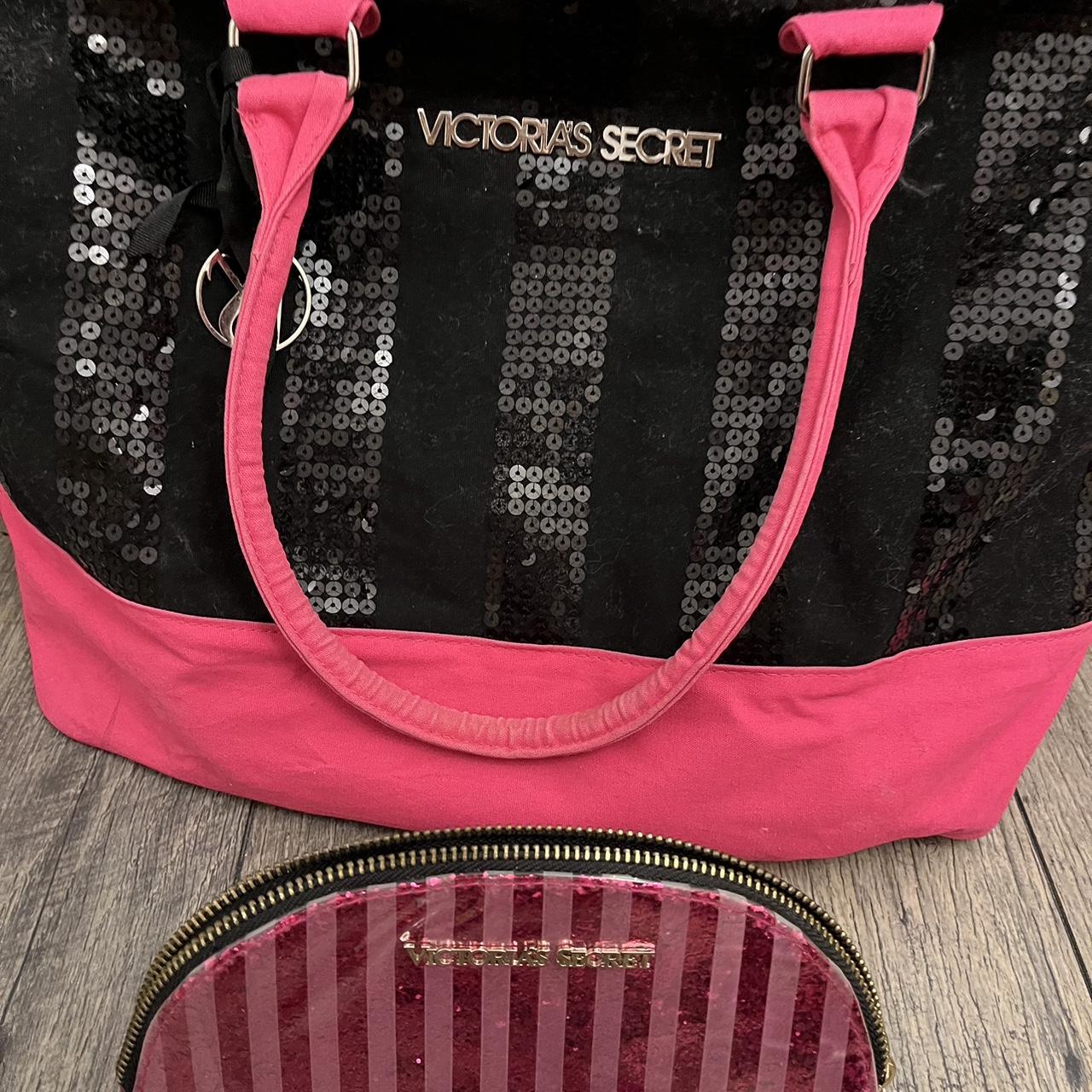 Victoria’s Secret weekender bag + glitter makeup bag... - Depop