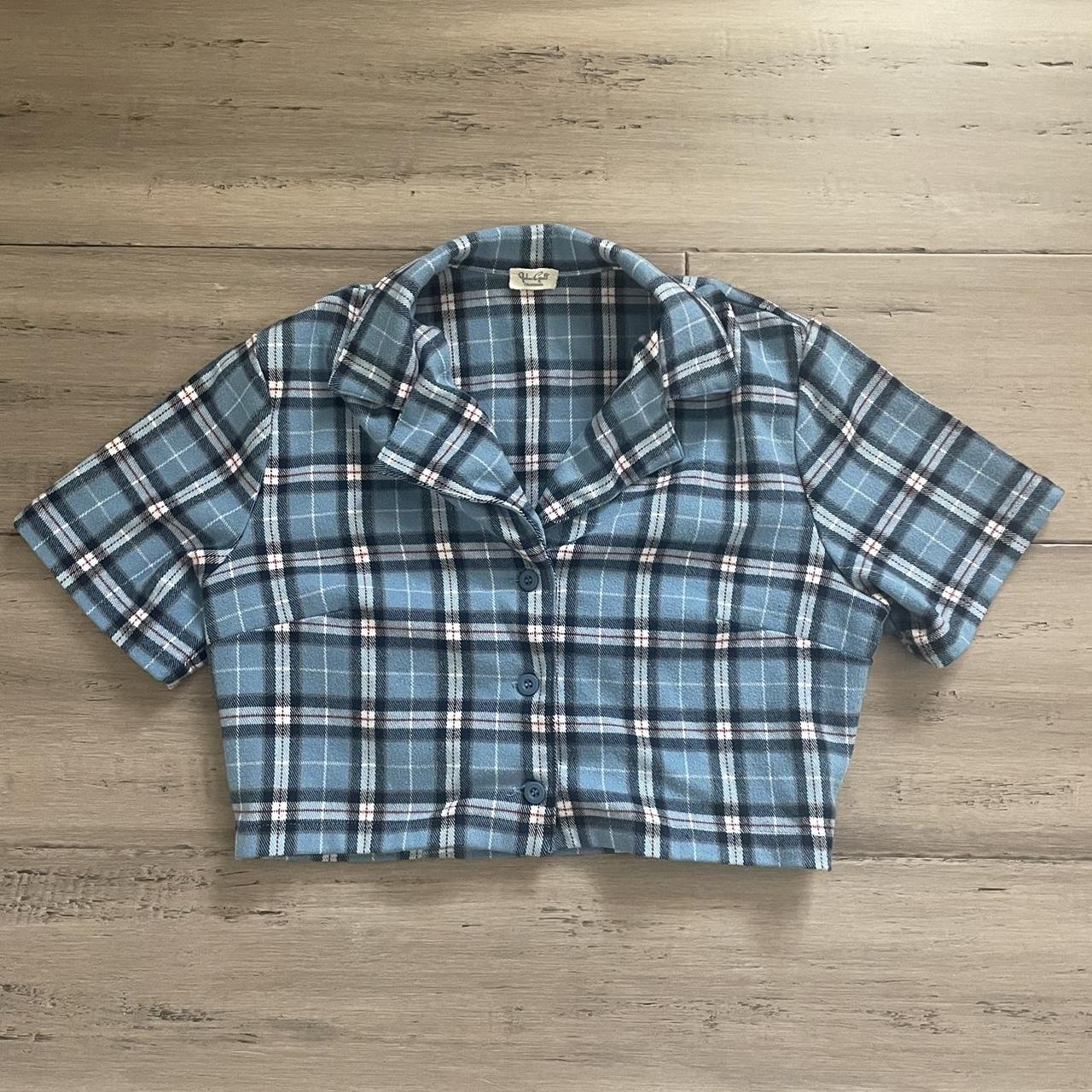 John Galt Vivian Top Blue Plaid One Size But... - Depop