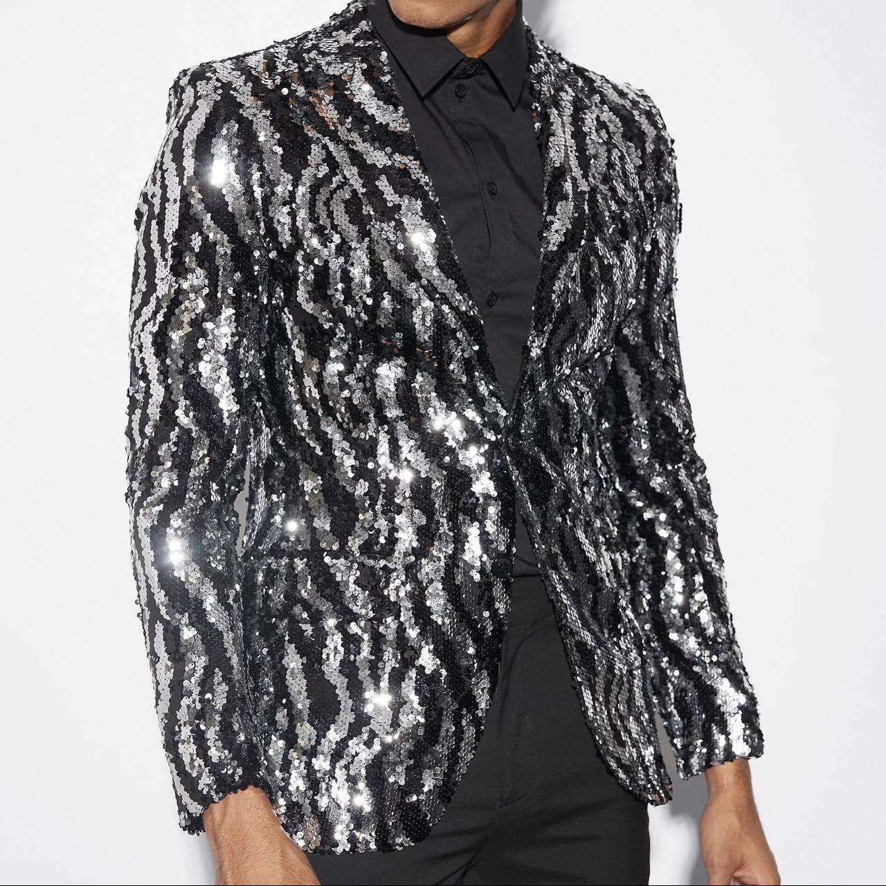 Boohoo Men's Grey and Black Suit Depop