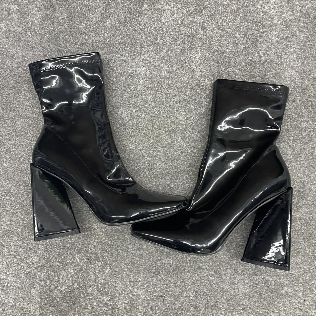 Black latex ankle boots hotsell