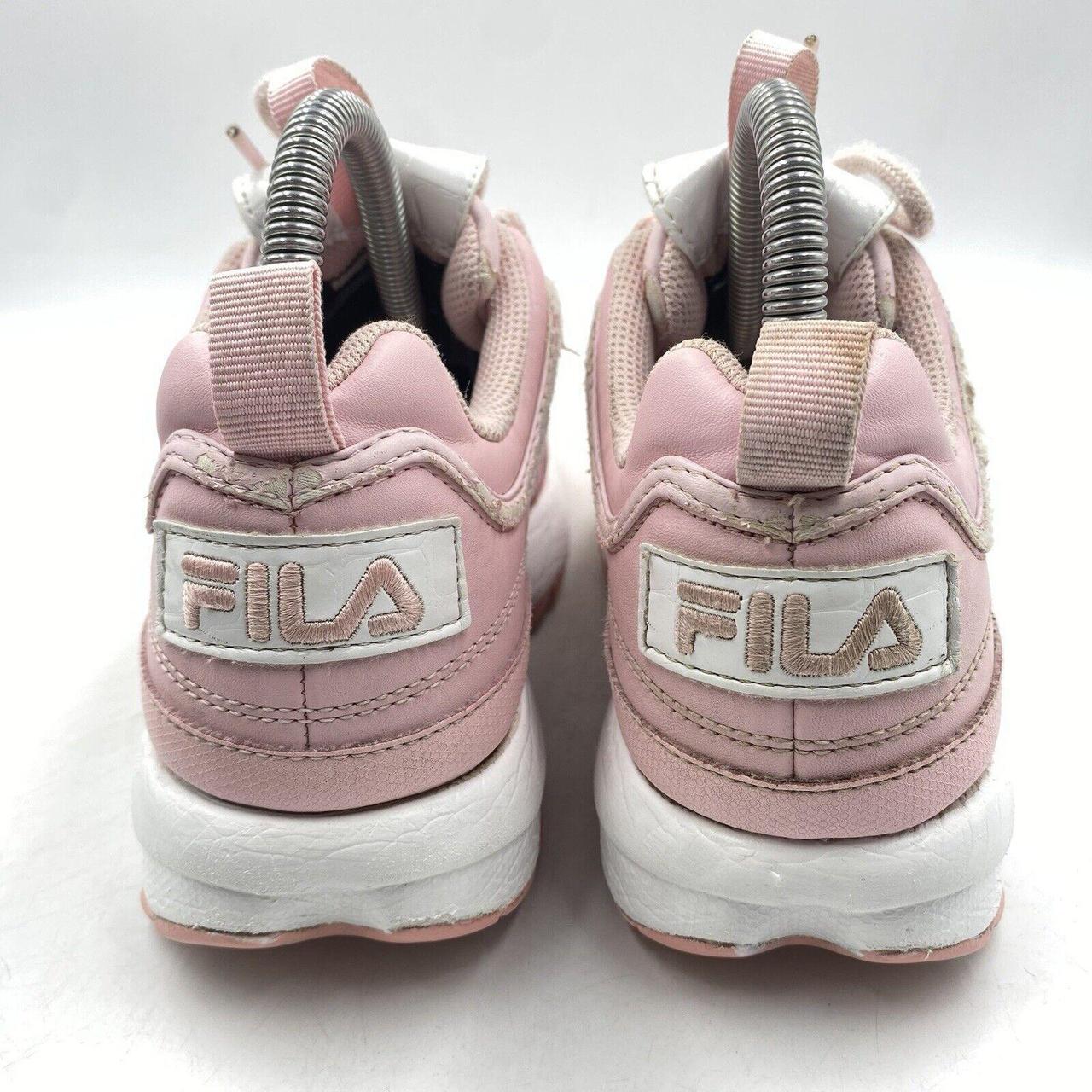 FILA DISRUPTOR PINK TRAINERS SIZE UK 3 LEATHER GYM