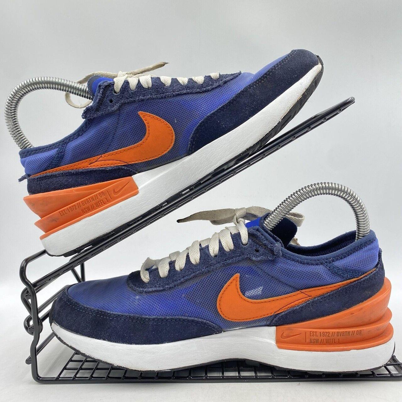 NIKE WAFFLE ONE NAVY TRAINERS SIZE UK 4 SUEDE ORANGE. Depop