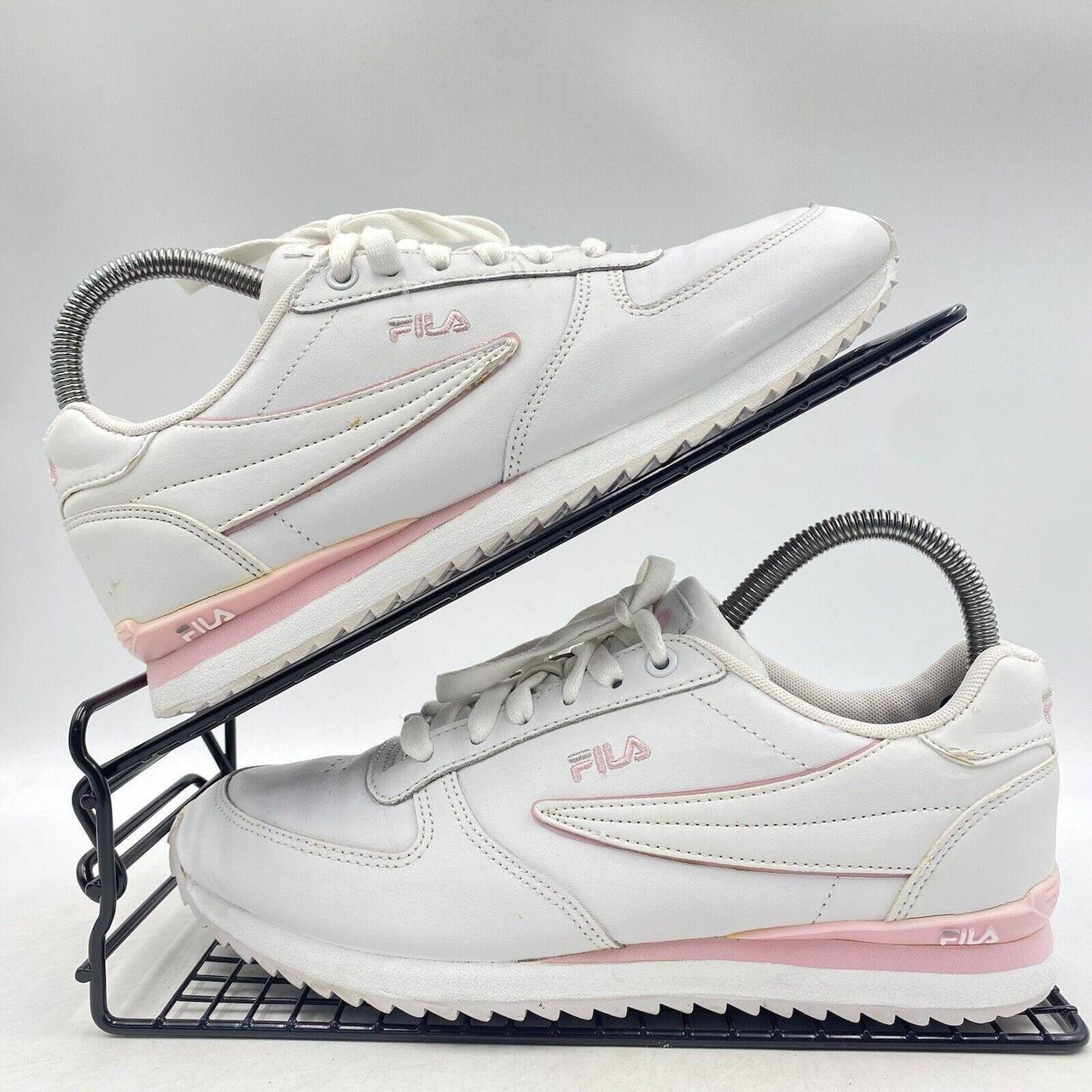 FILA ORBIT WHITE PINK TRAINERS SIZE UK 5 LEATHER GYM. Depop