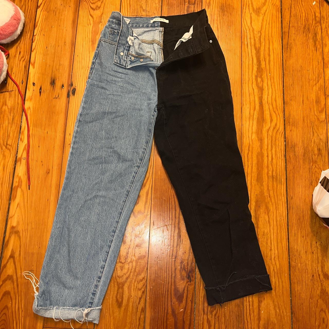 super cute half and half denim and black straight... Depop