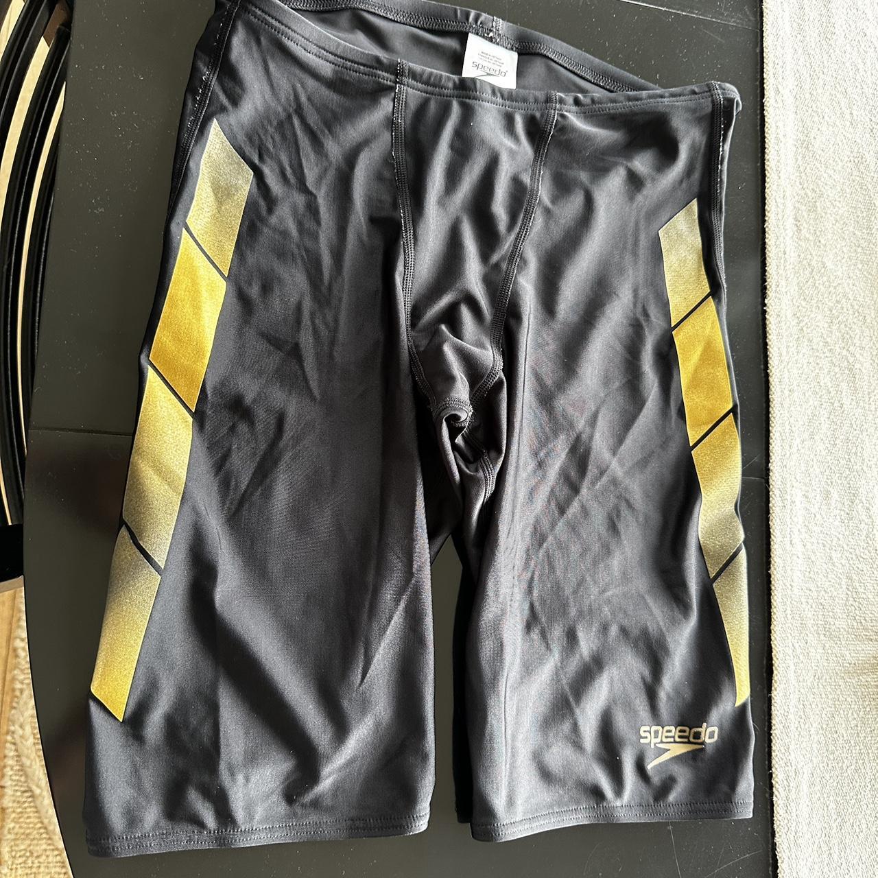 Men's Black and Gold Swimbriefsshorts Depop