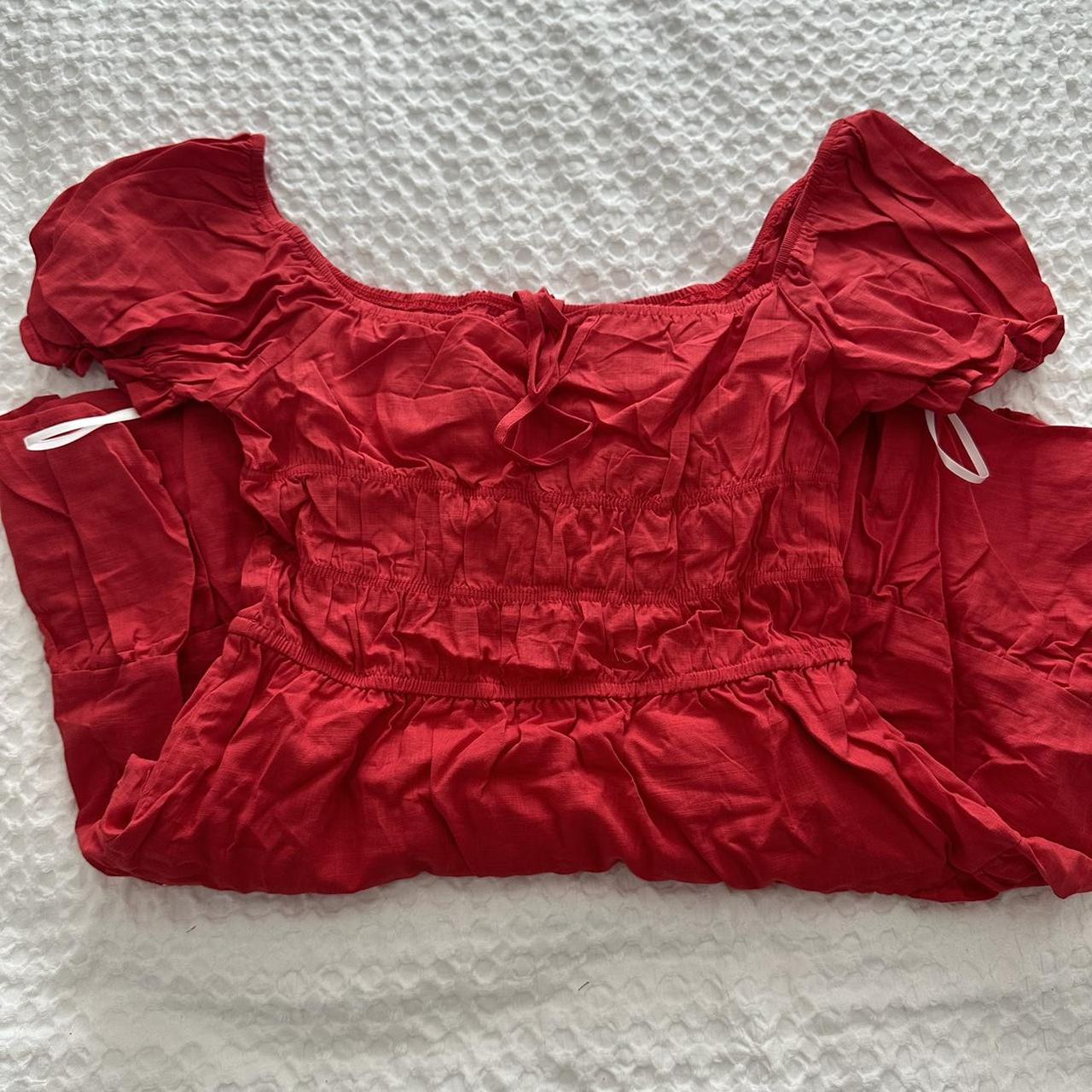 Red Cottagecore Summer Dress Stunning and perfect... - Depop