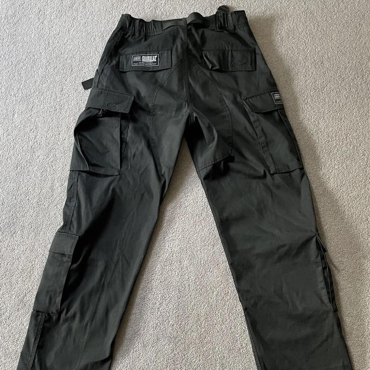 Corteiz all black cargo trousers size medium uk... - Depop