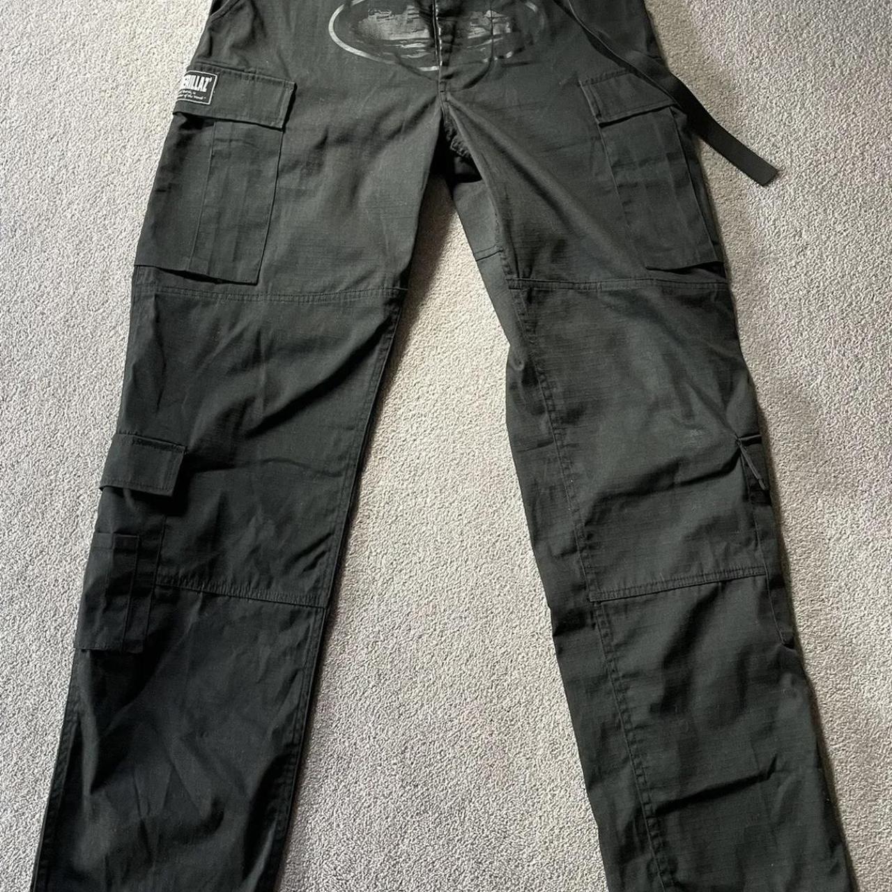 Corteiz all black cargo trousers size medium uk... - Depop