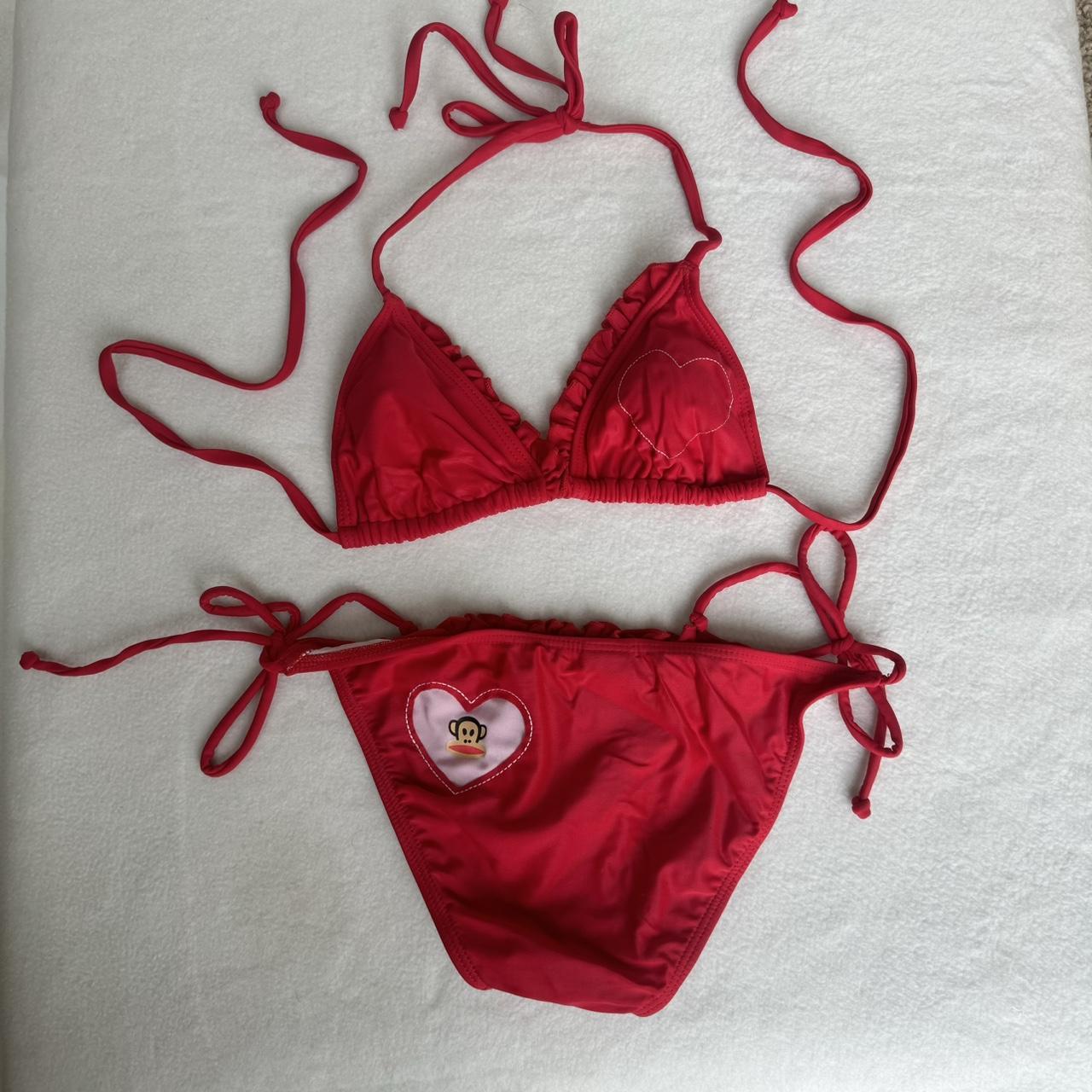 Rare vintage Paul Frank red string bikini with heart