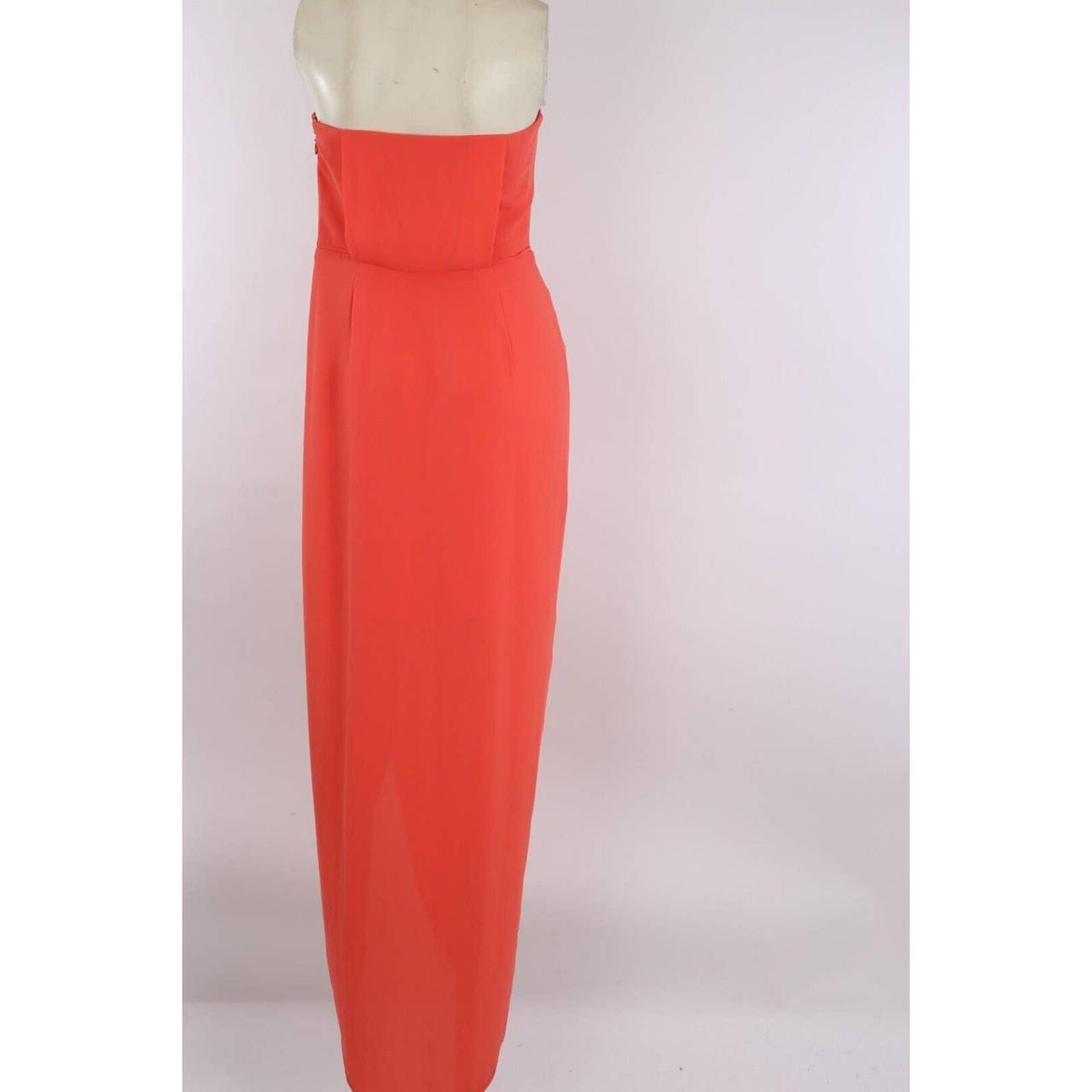 BCBG Max Azria Jesse Orange Red Strapless Side Slit