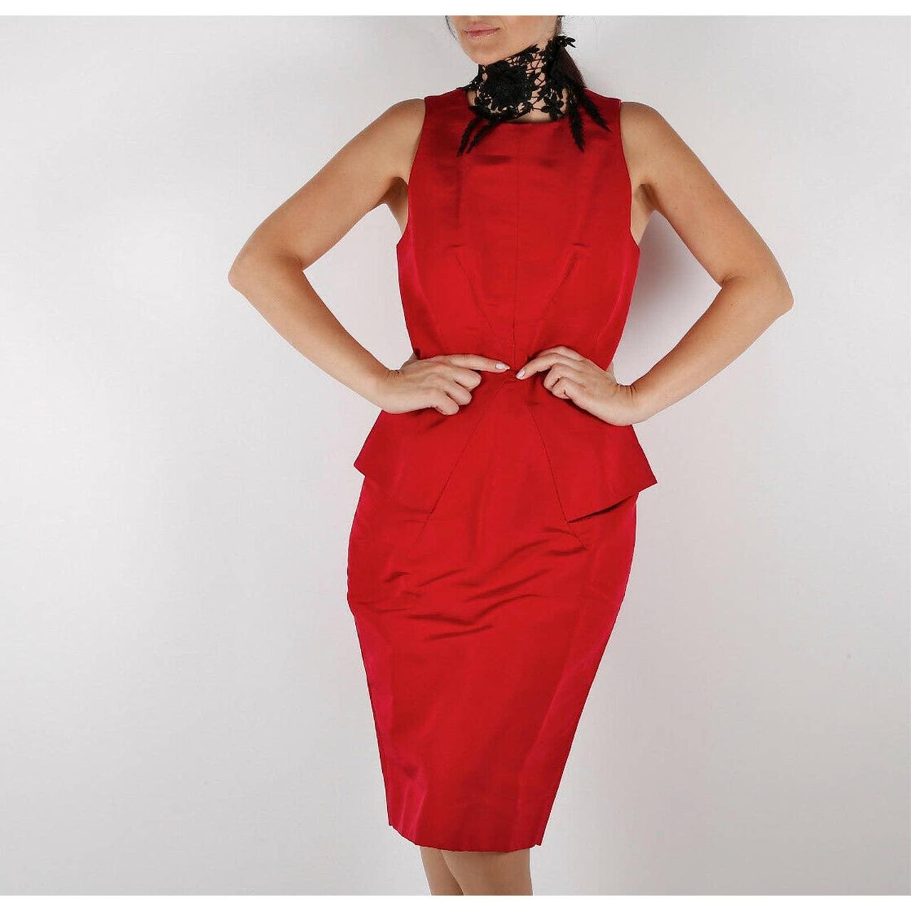 CUSHNIE ET OCHS Red Silk Sleeveless midi Dress Size