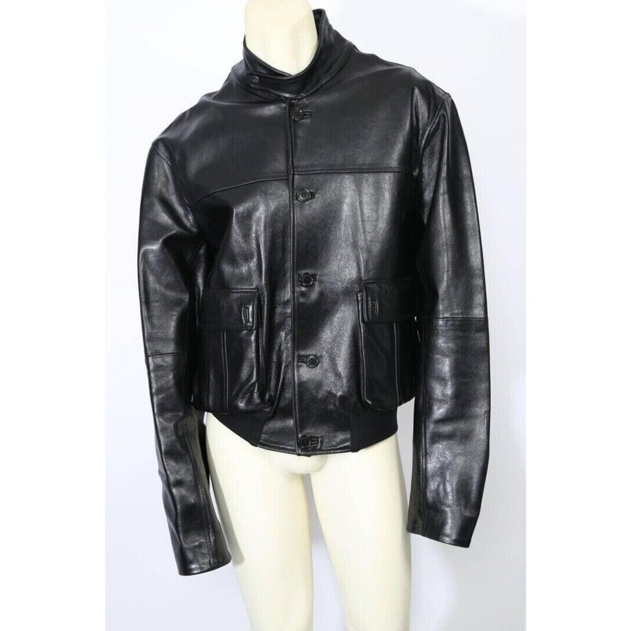 FERRE Black Leather Pocket Jacket Size XL Vintage... - Depop