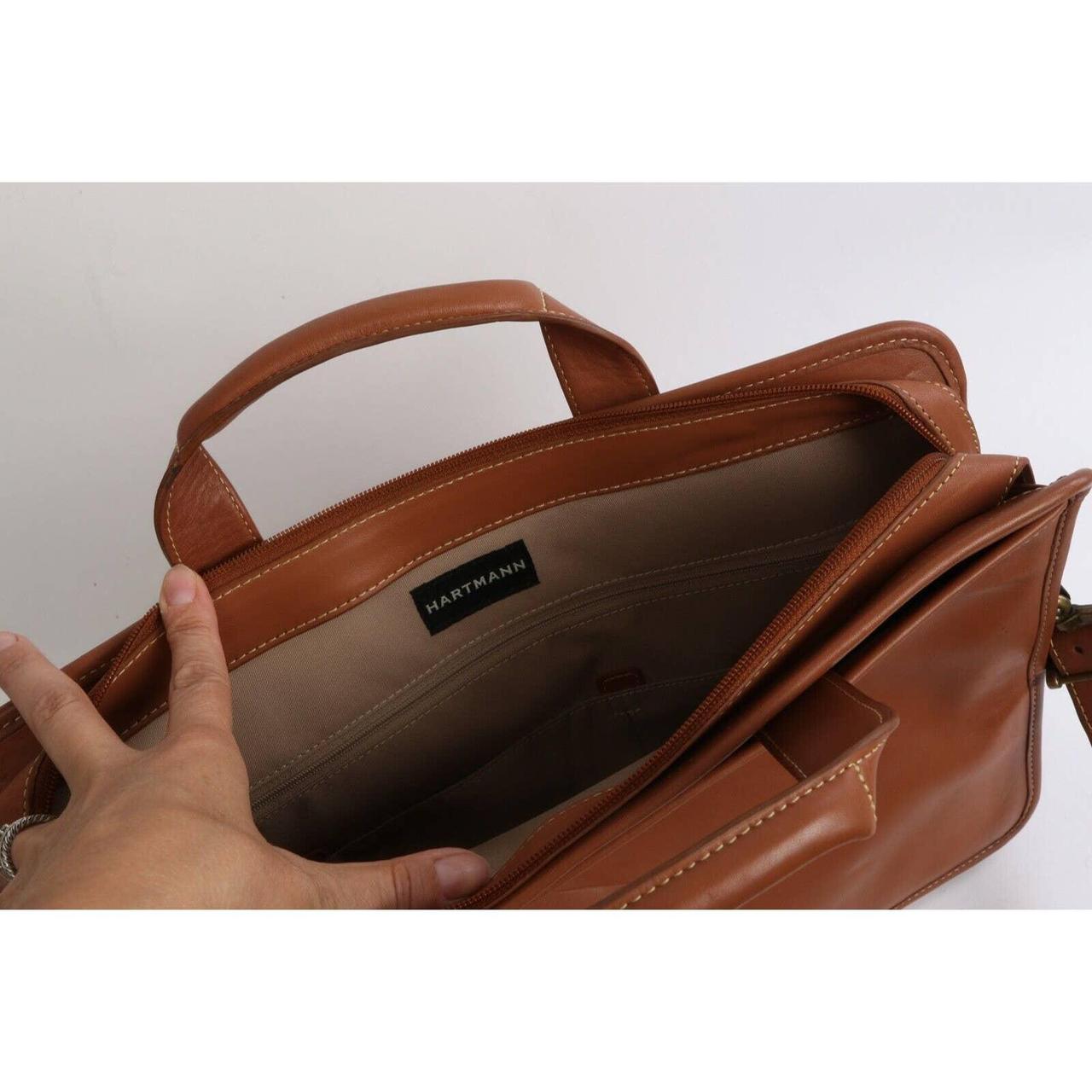 Vintage HARTMANN Brown Leather Briefcase Messenger - Depop