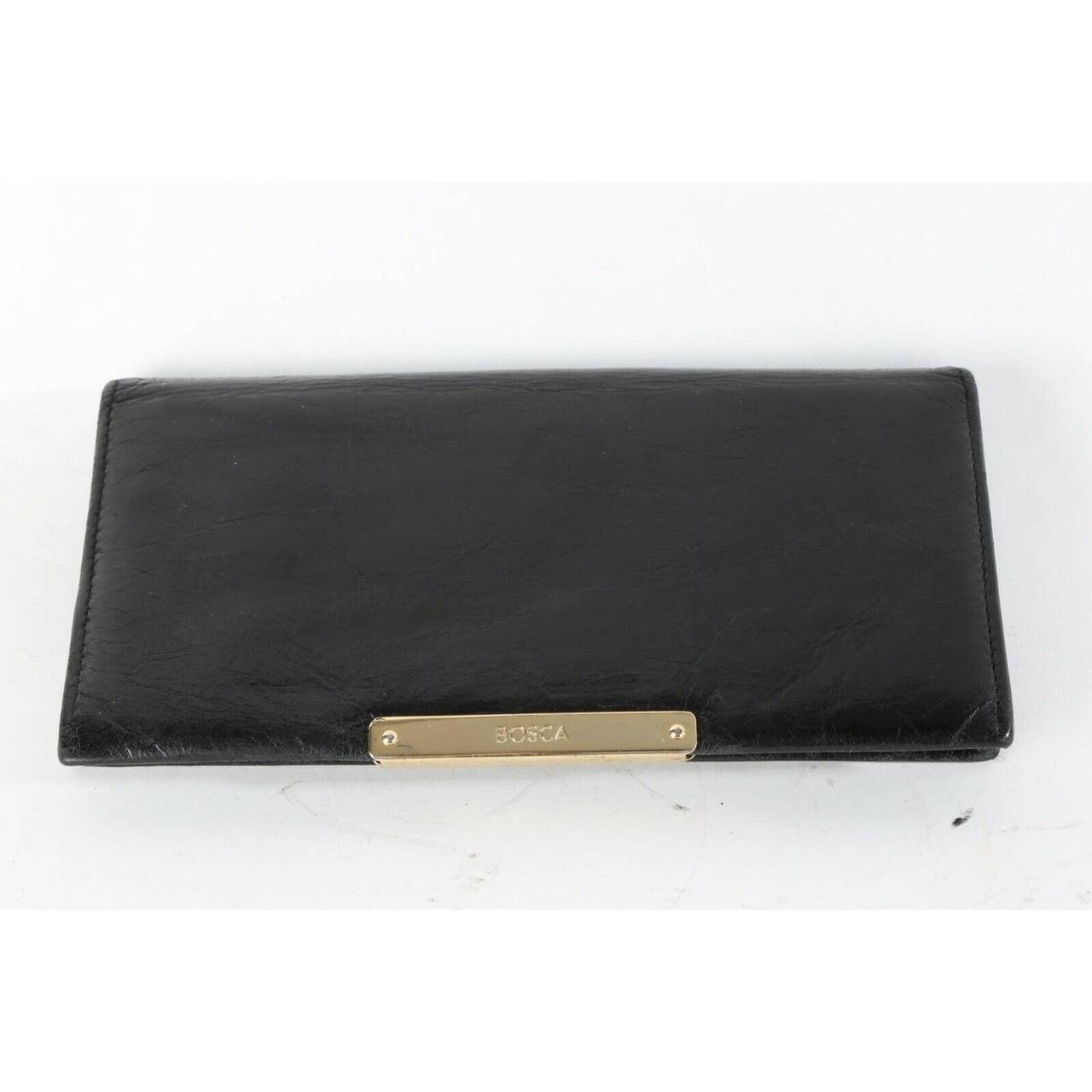 BOSCA Black Leather Flap Clutch Wallet Wallet is... - Depop